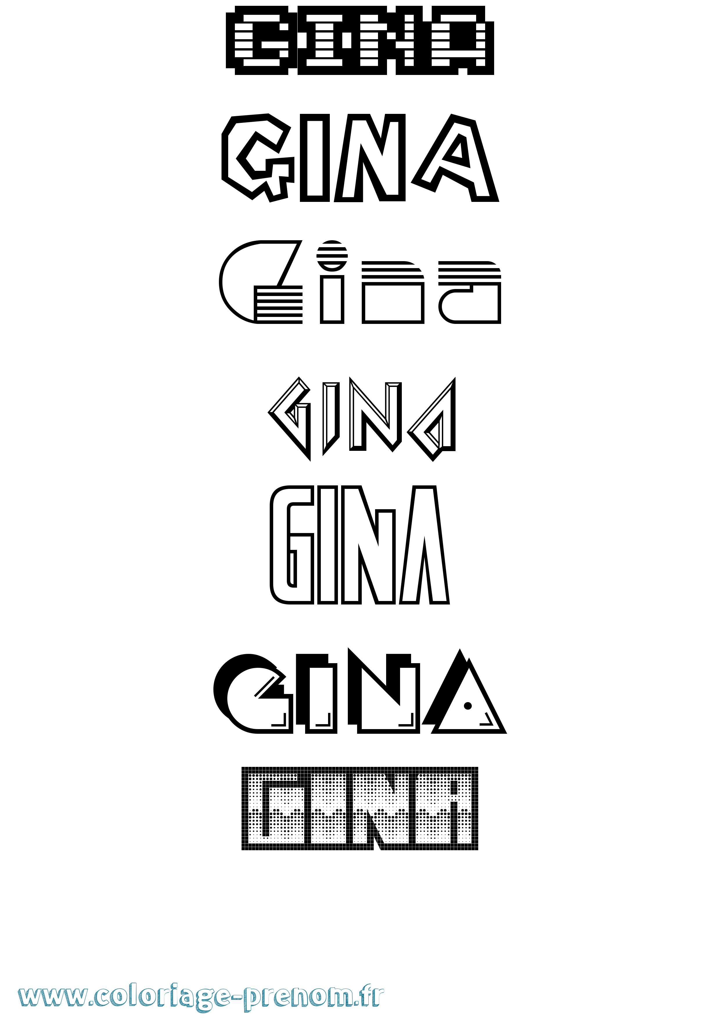 Coloriage Gina Jeux Vidéos Coloriage prénom Gina Jeux Vidéos