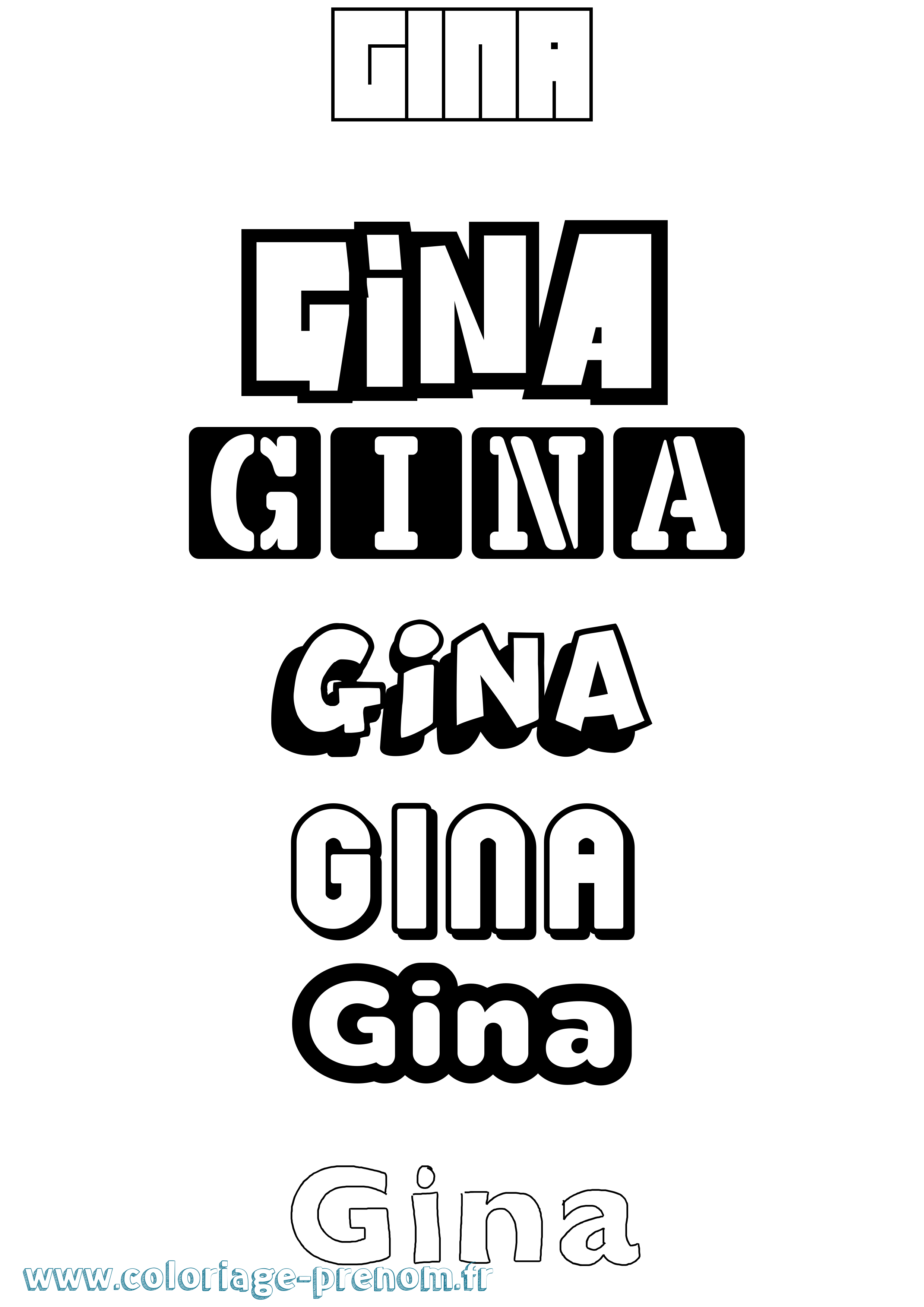 Coloriage prénom Gina Simple