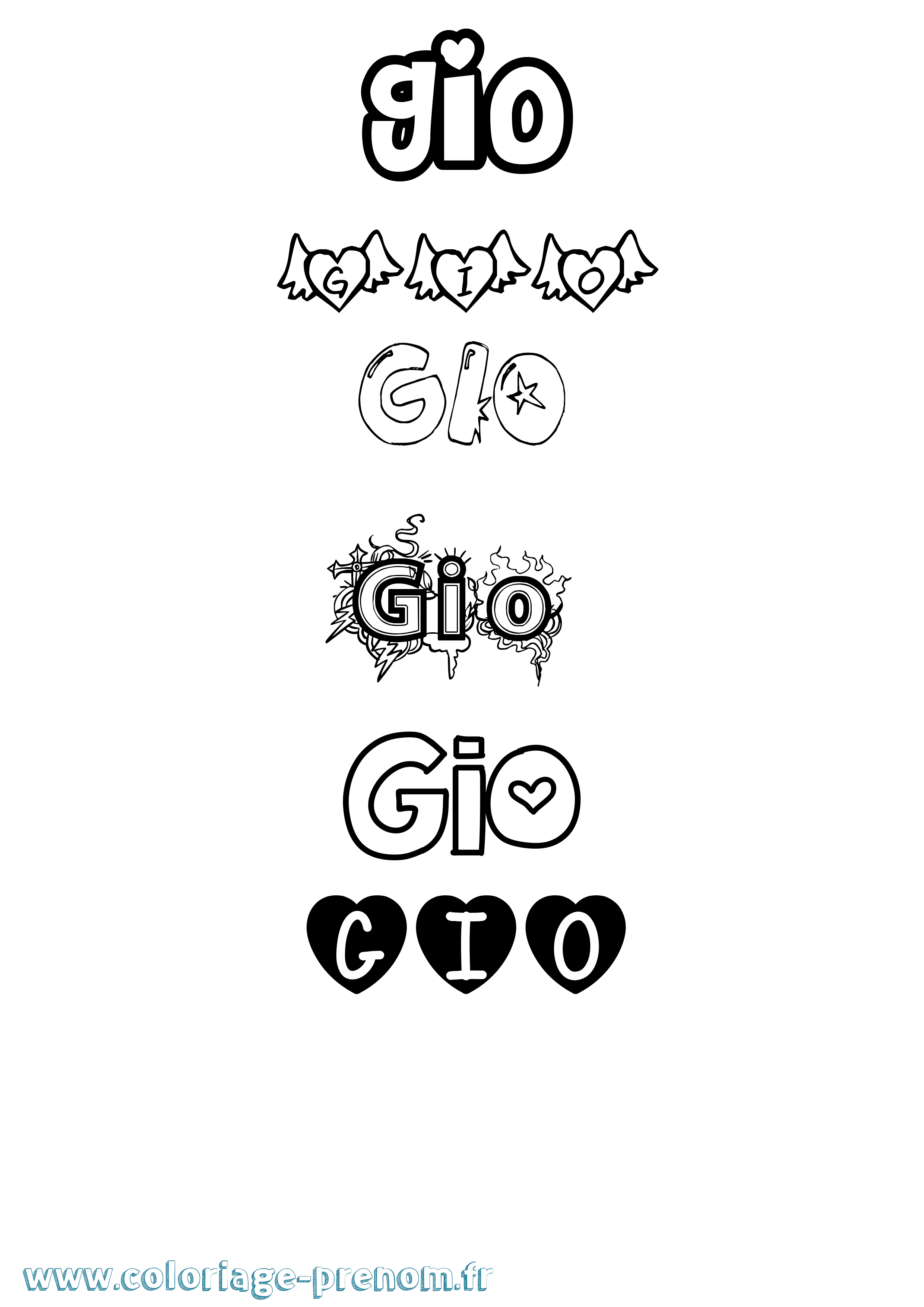 Coloriage prénom Gio