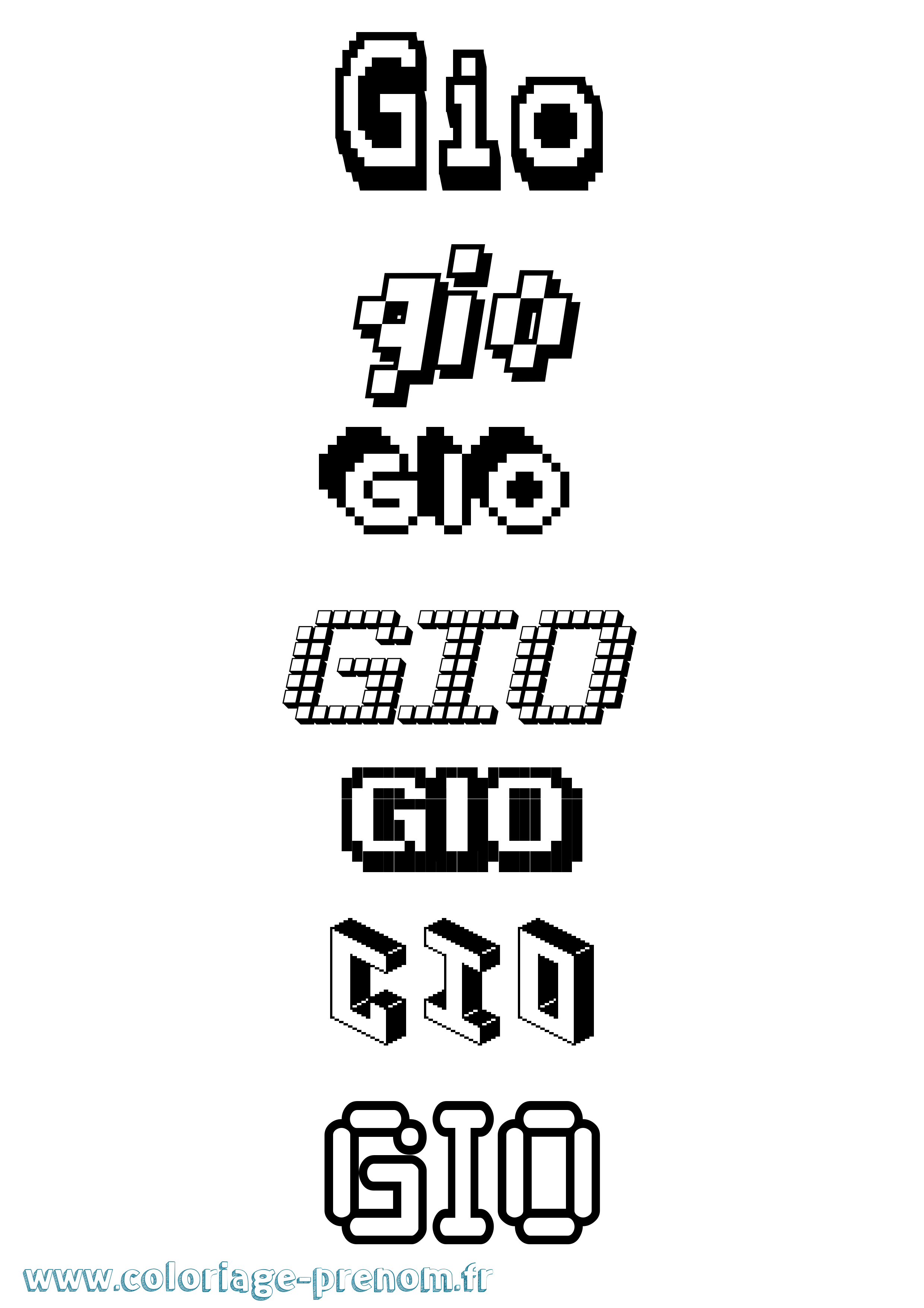Coloriage prénom Gio Pixel