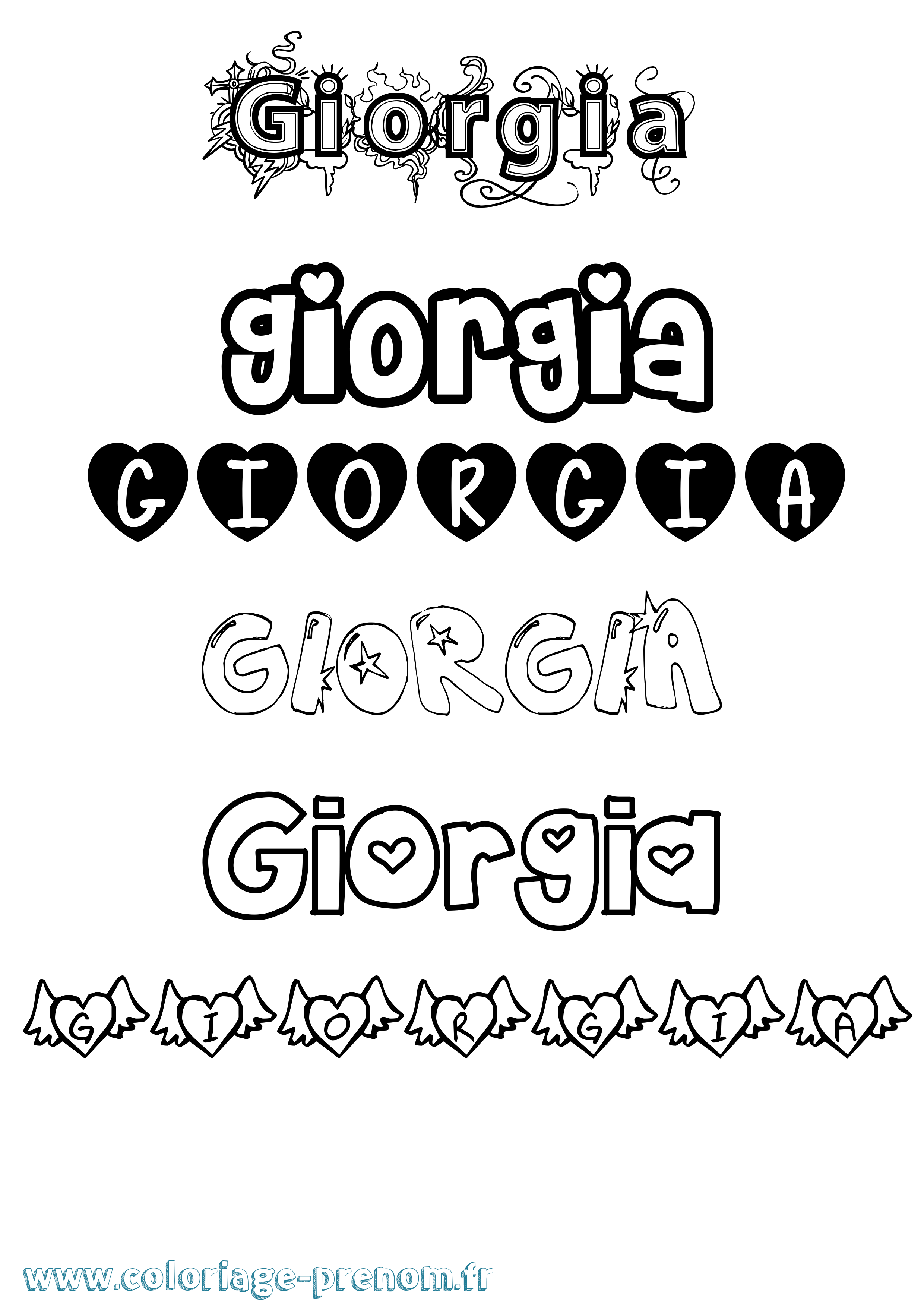 Coloriage prénom Giorgia Girly