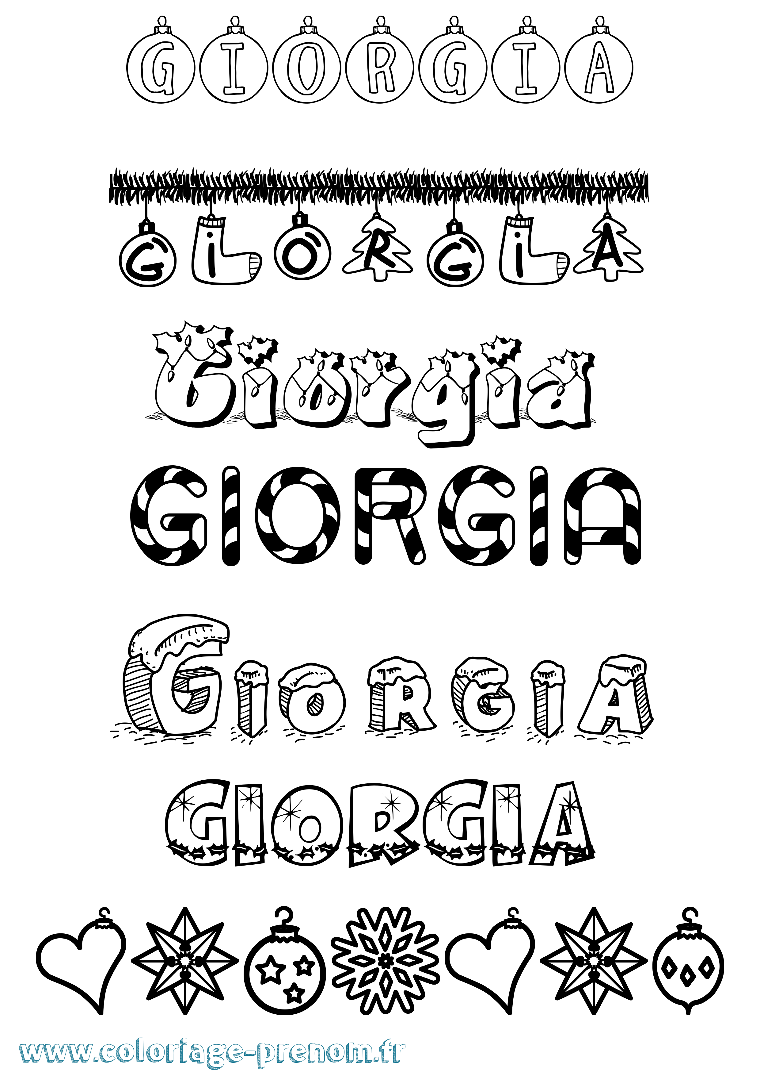 Coloriage prénom Giorgia Noël
