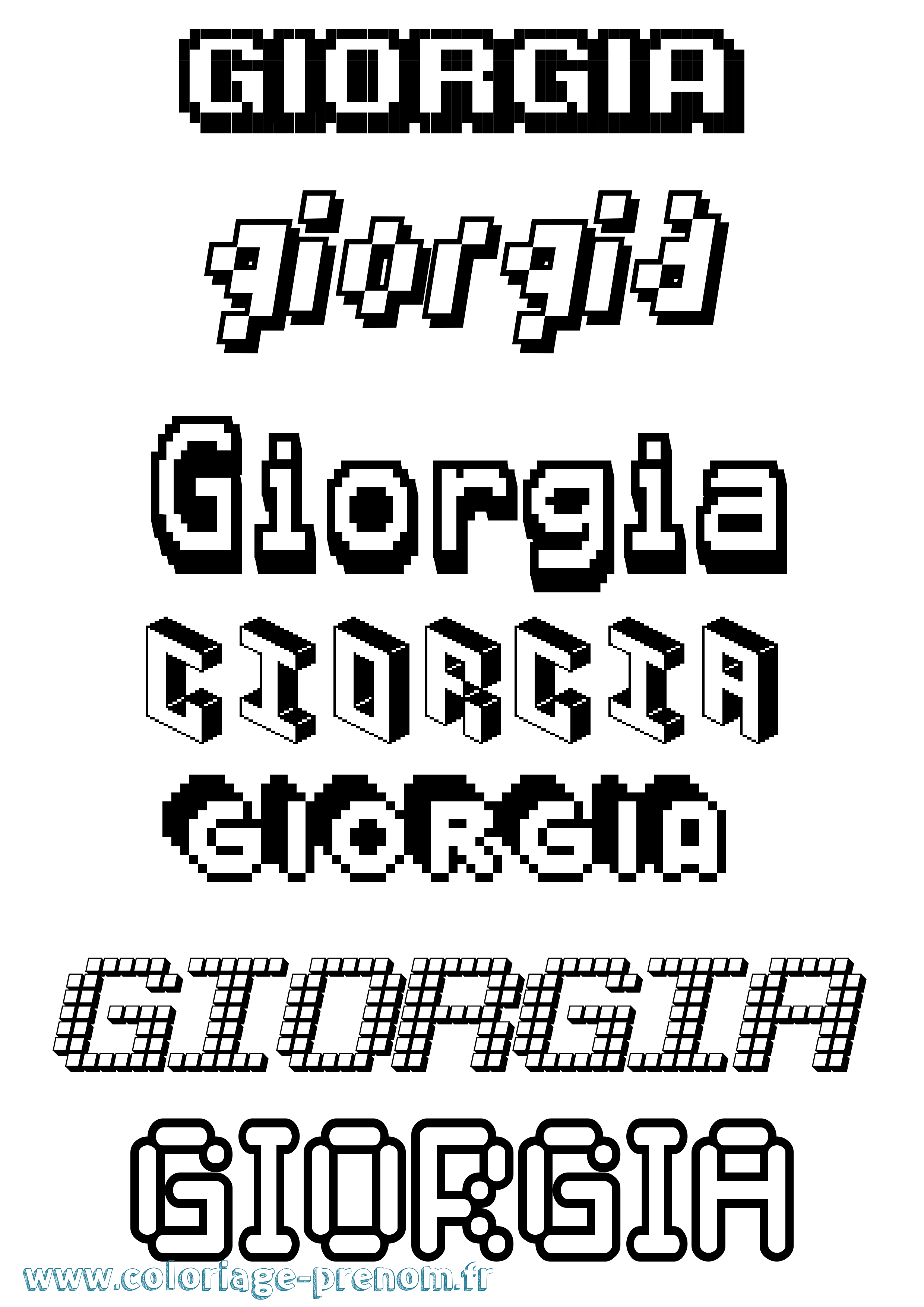 Coloriage prénom Giorgia Pixel