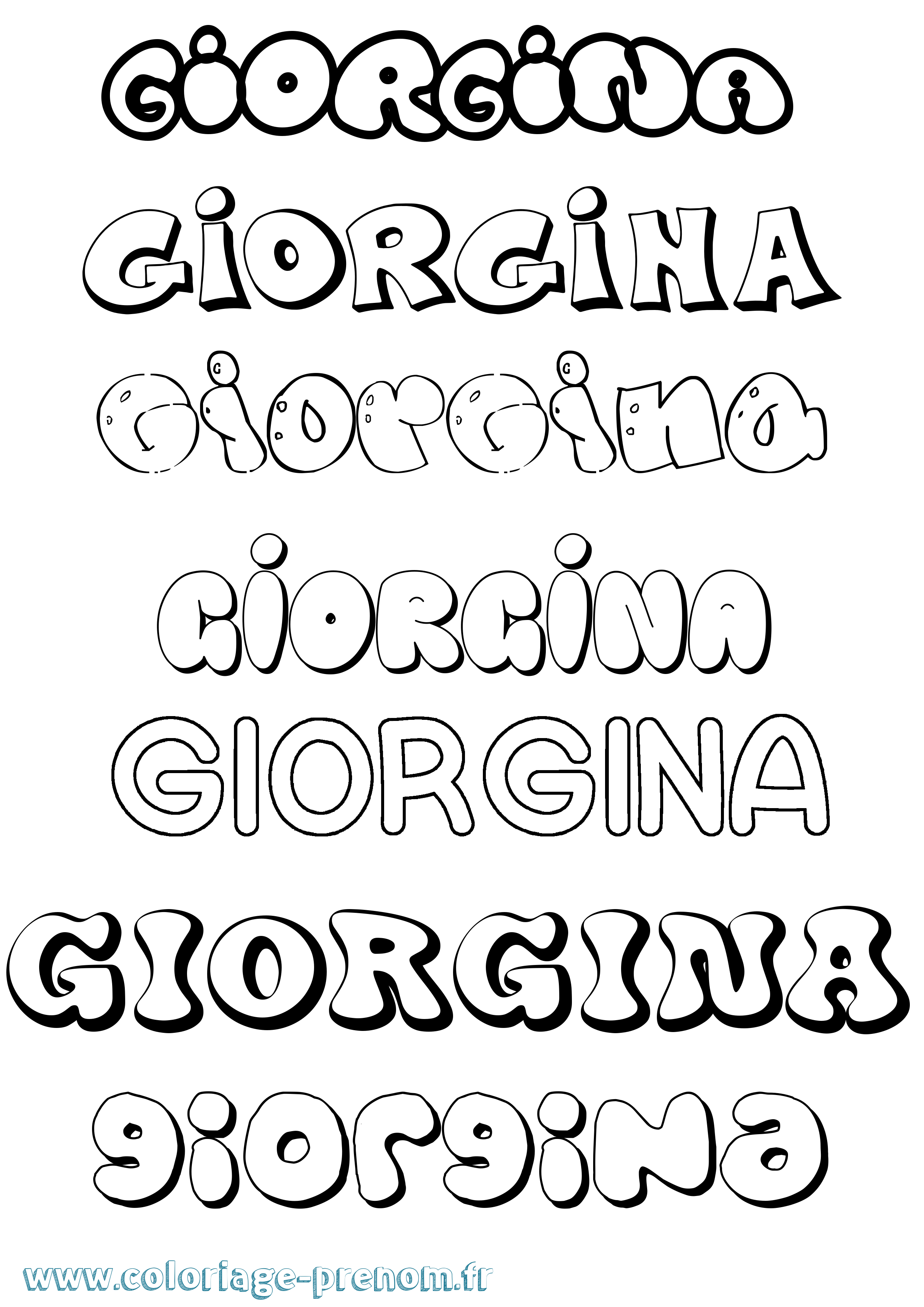 Coloriage prénom Giorgina Bubble