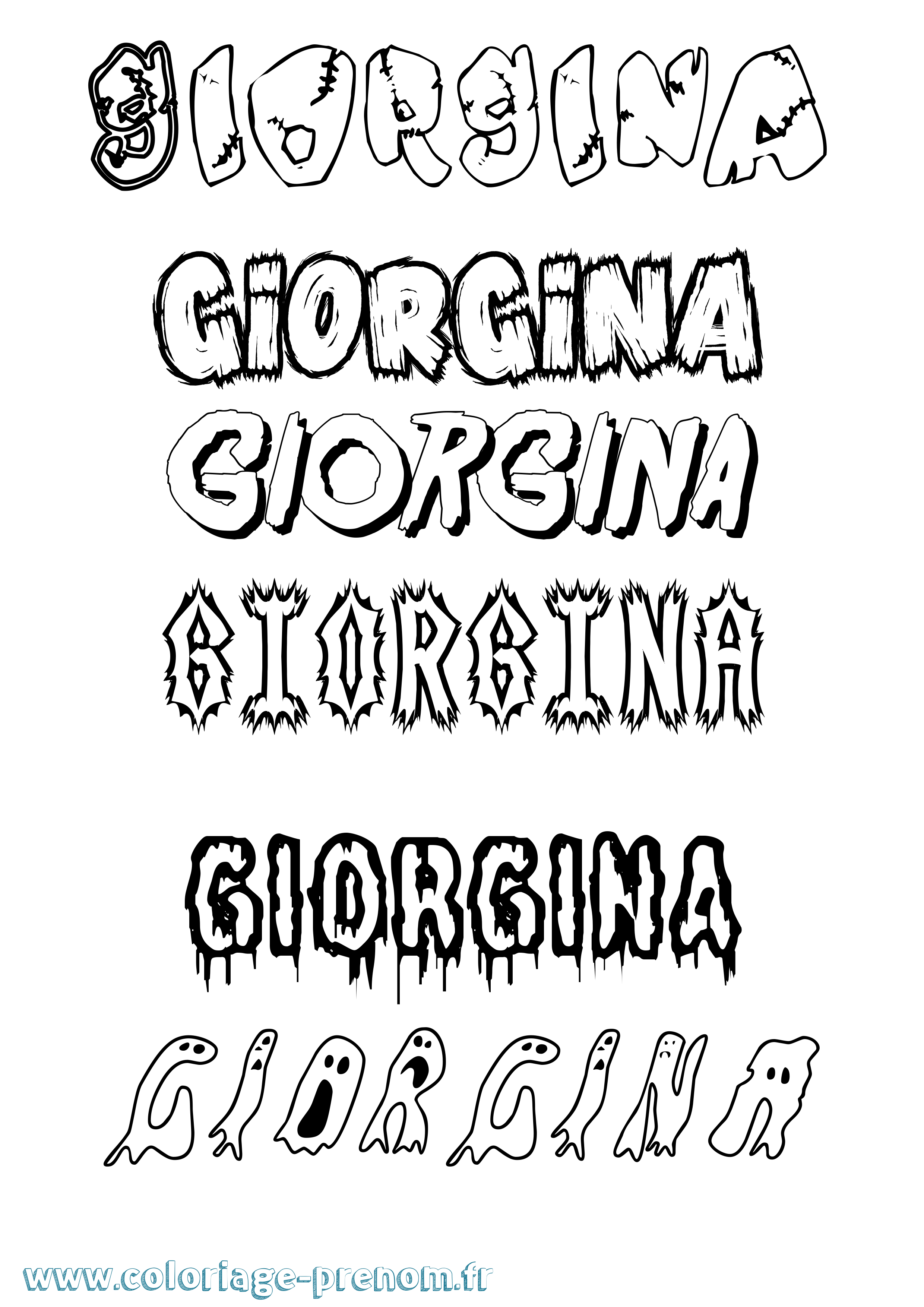 Coloriage prénom Giorgina Frisson