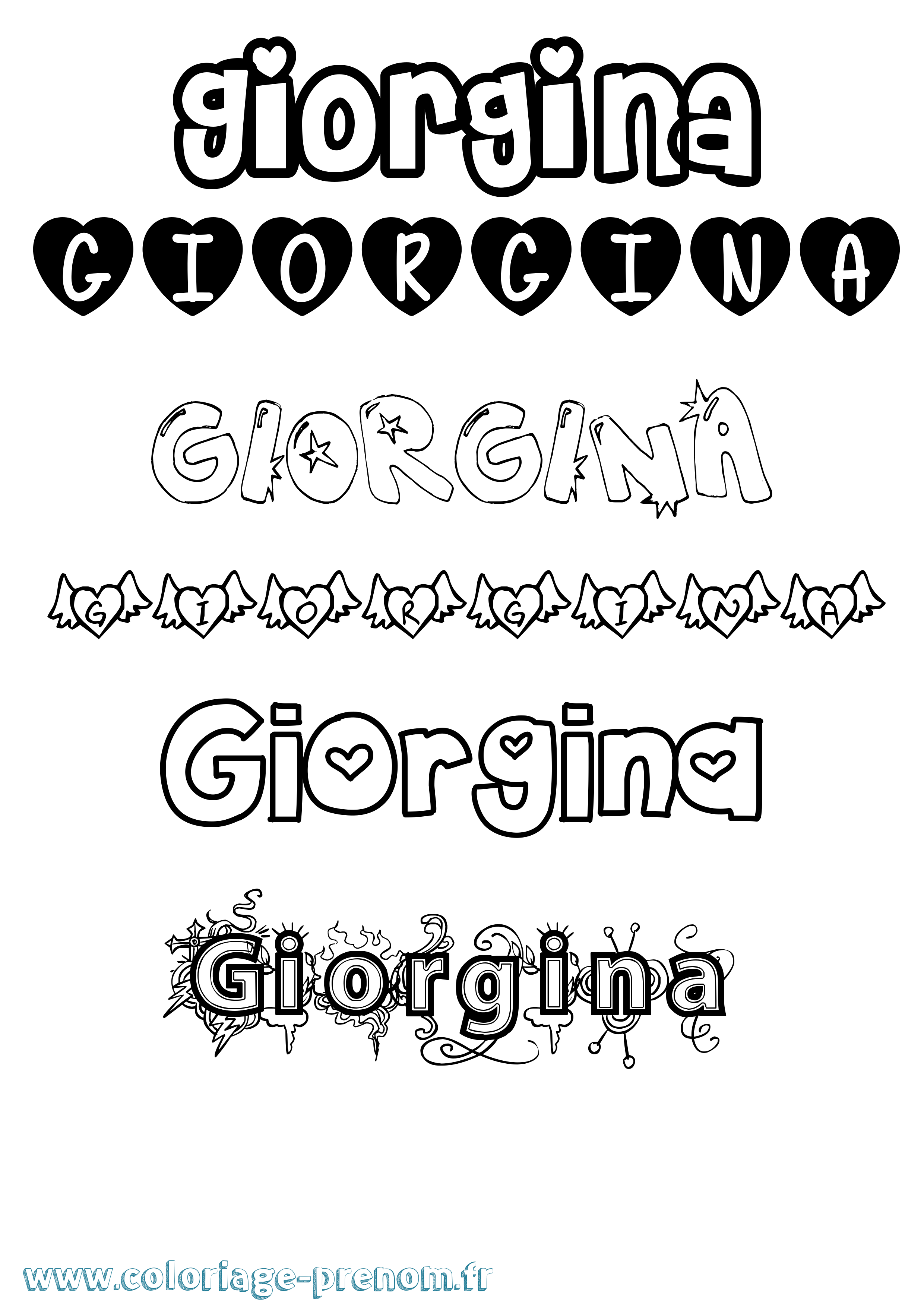 Coloriage prénom Giorgina Girly