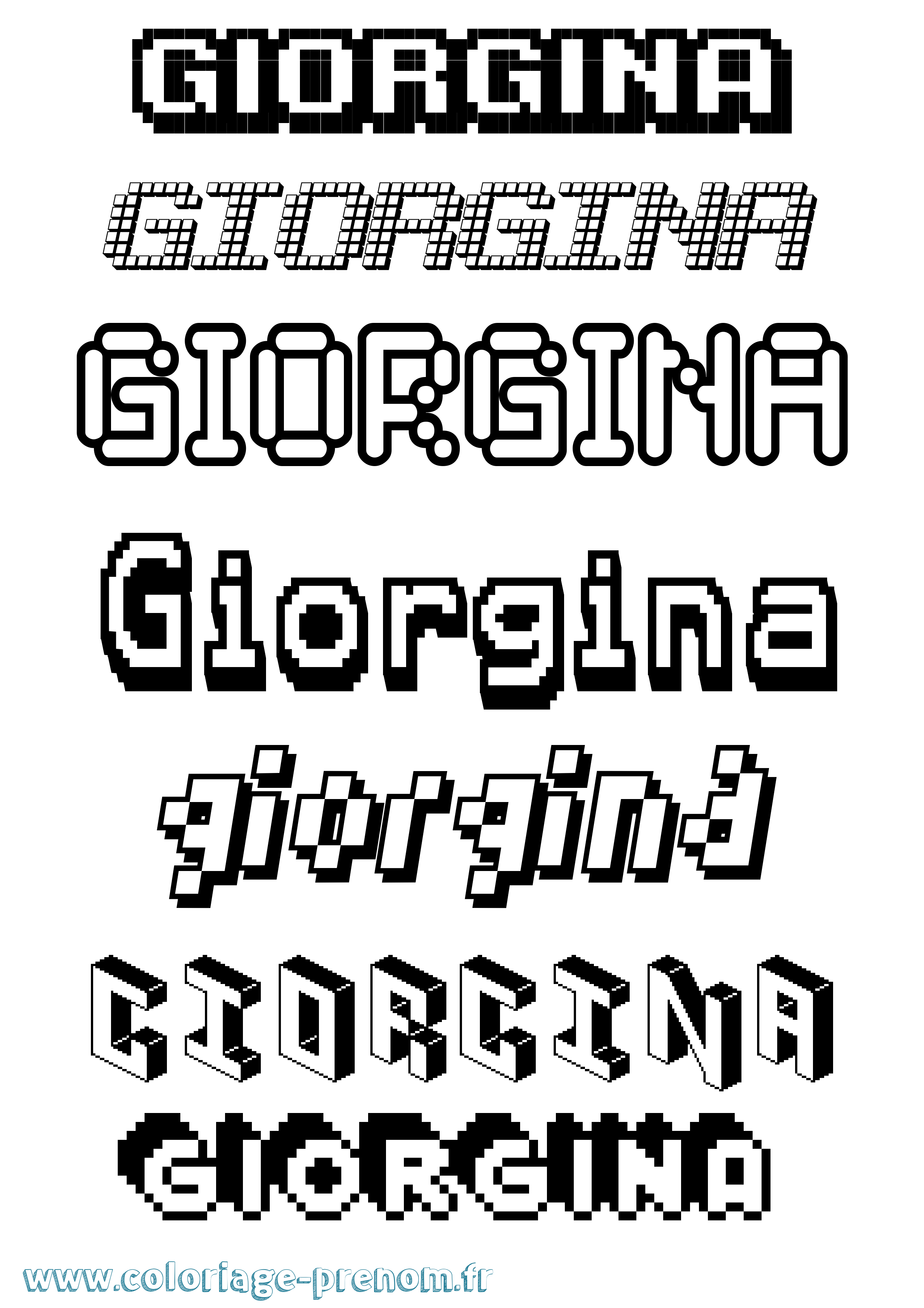 Coloriage prénom Giorgina Pixel