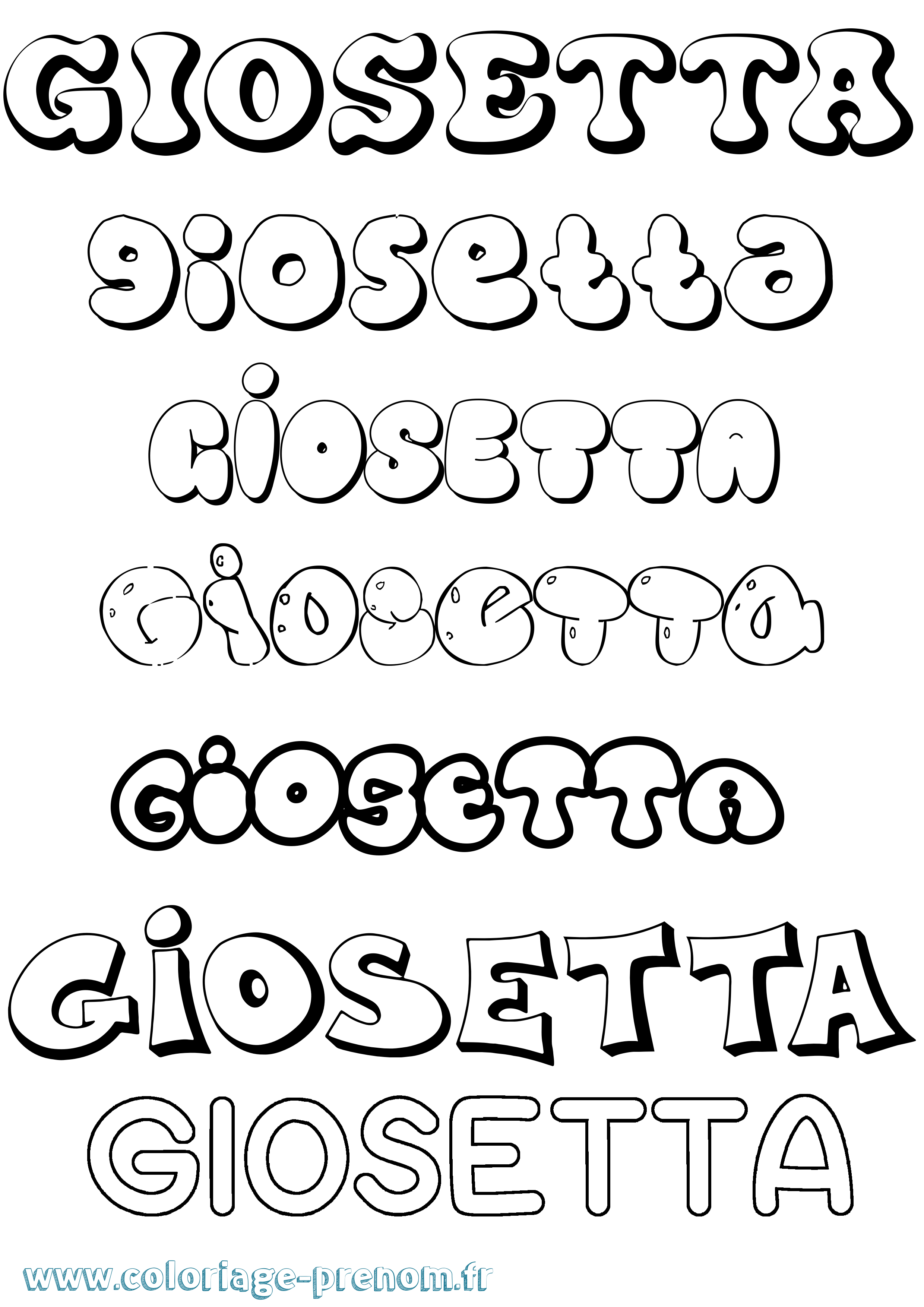 Coloriage Giosetta Bubble Coloriage prénom Giosetta Bubble
