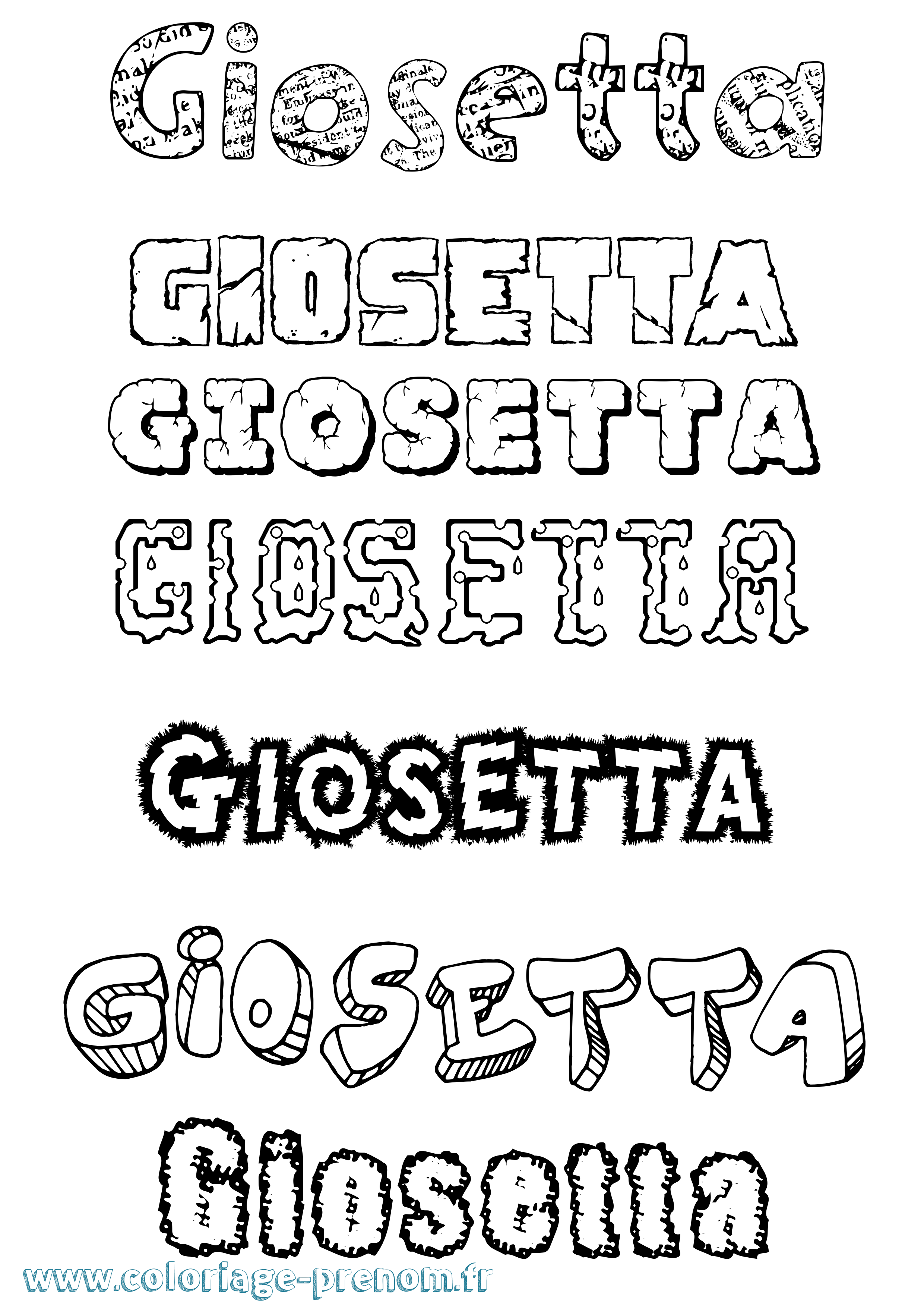 Coloriage Giosetta Destructuré Coloriage prénom Giosetta Destructuré