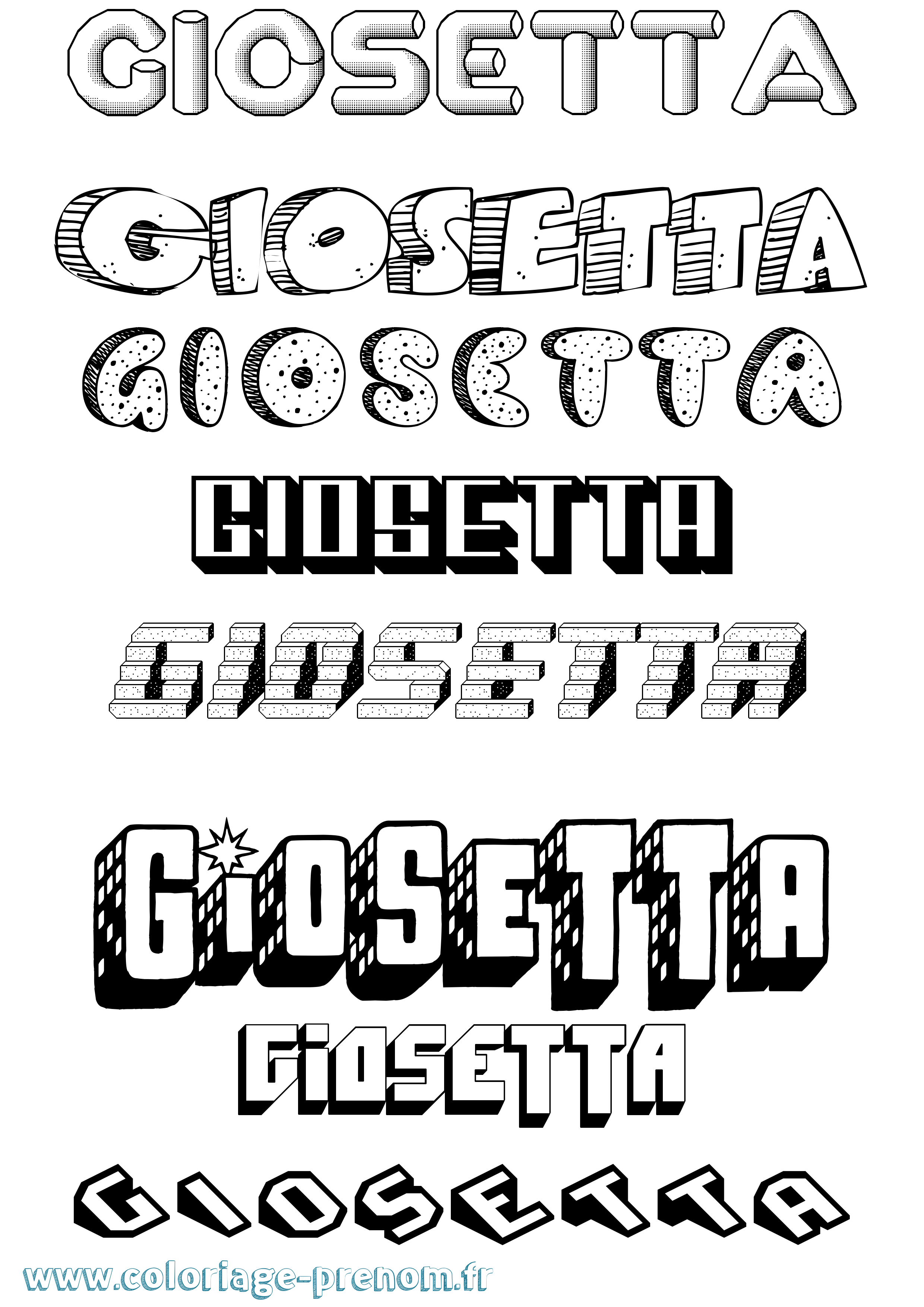 Coloriage Giosetta Effet 3D Coloriage prénom Giosetta Effet 3D