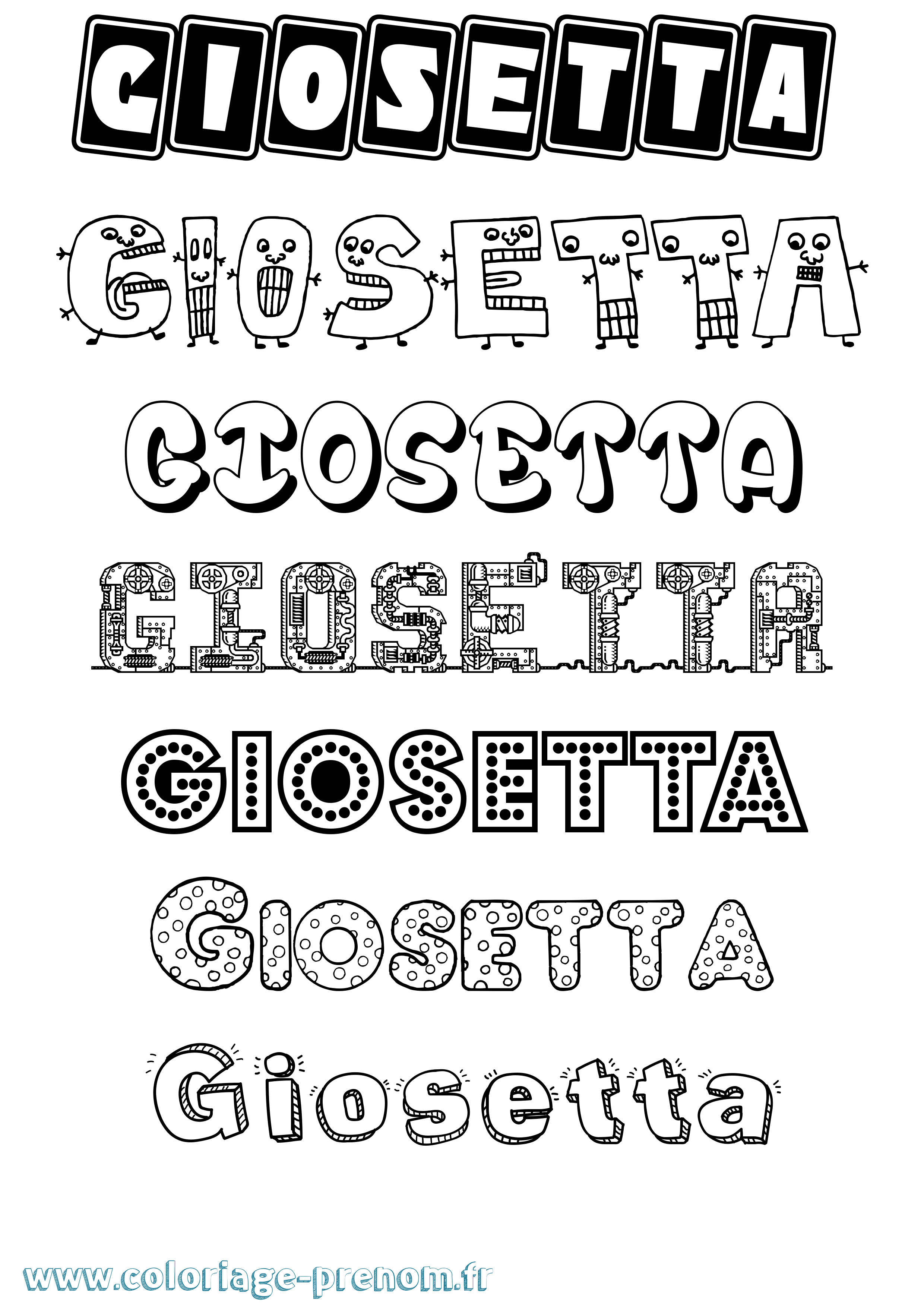 Coloriage Giosetta Fun Coloriage prénom Giosetta Fun