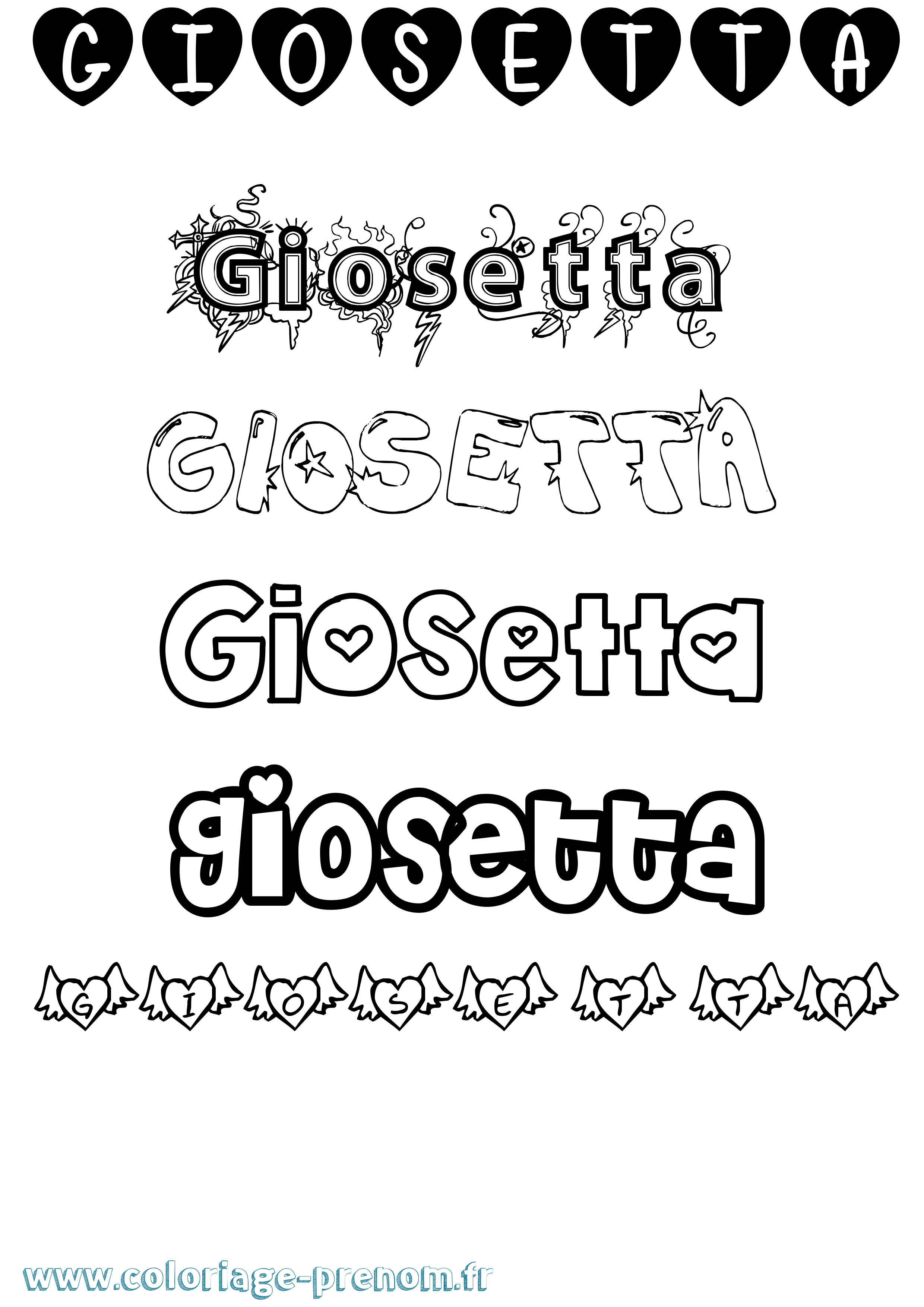 Coloriage Giosetta Girly Coloriage prénom Giosetta Girly