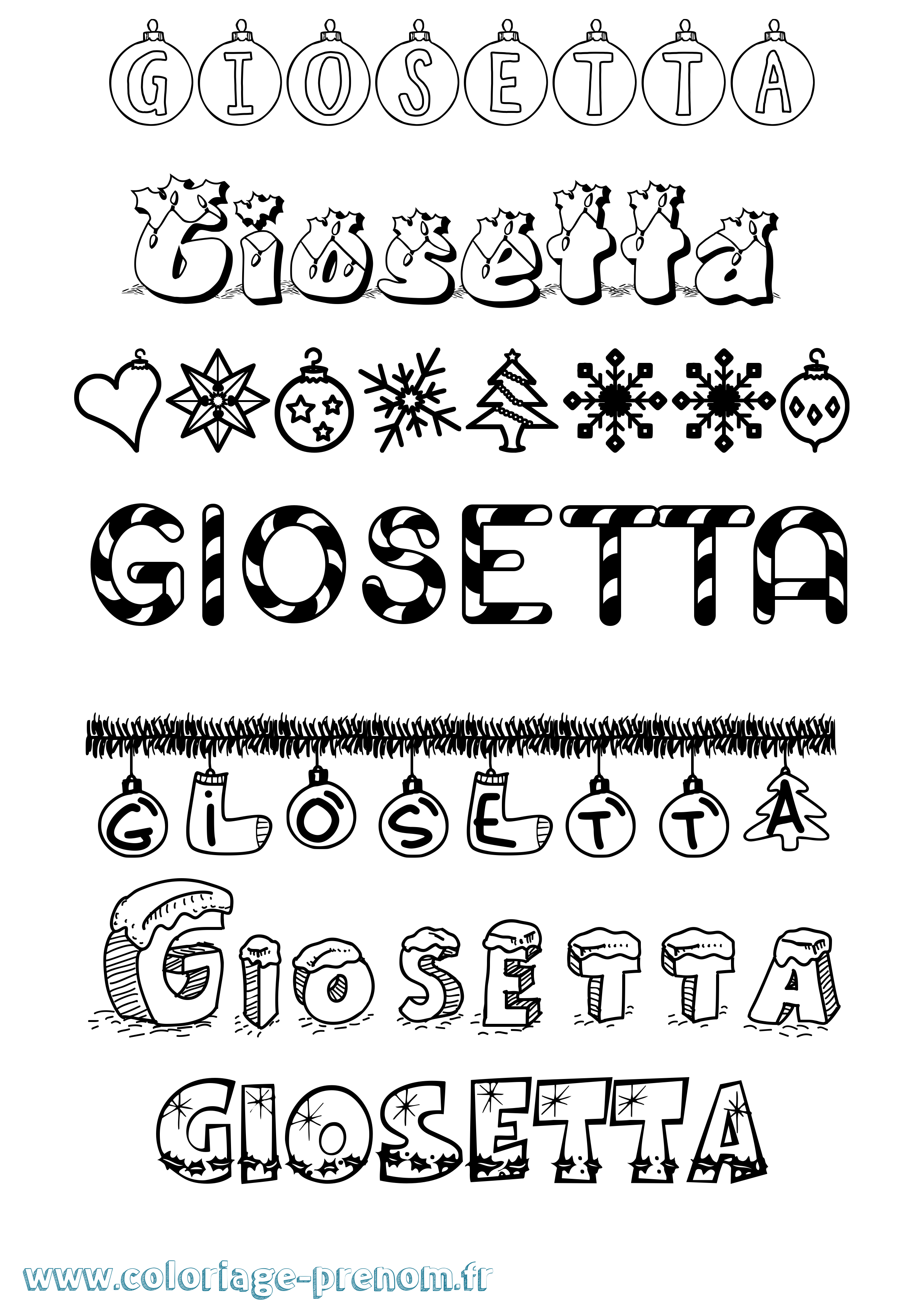 Coloriage Giosetta Noël Coloriage prénom Giosetta Noël
