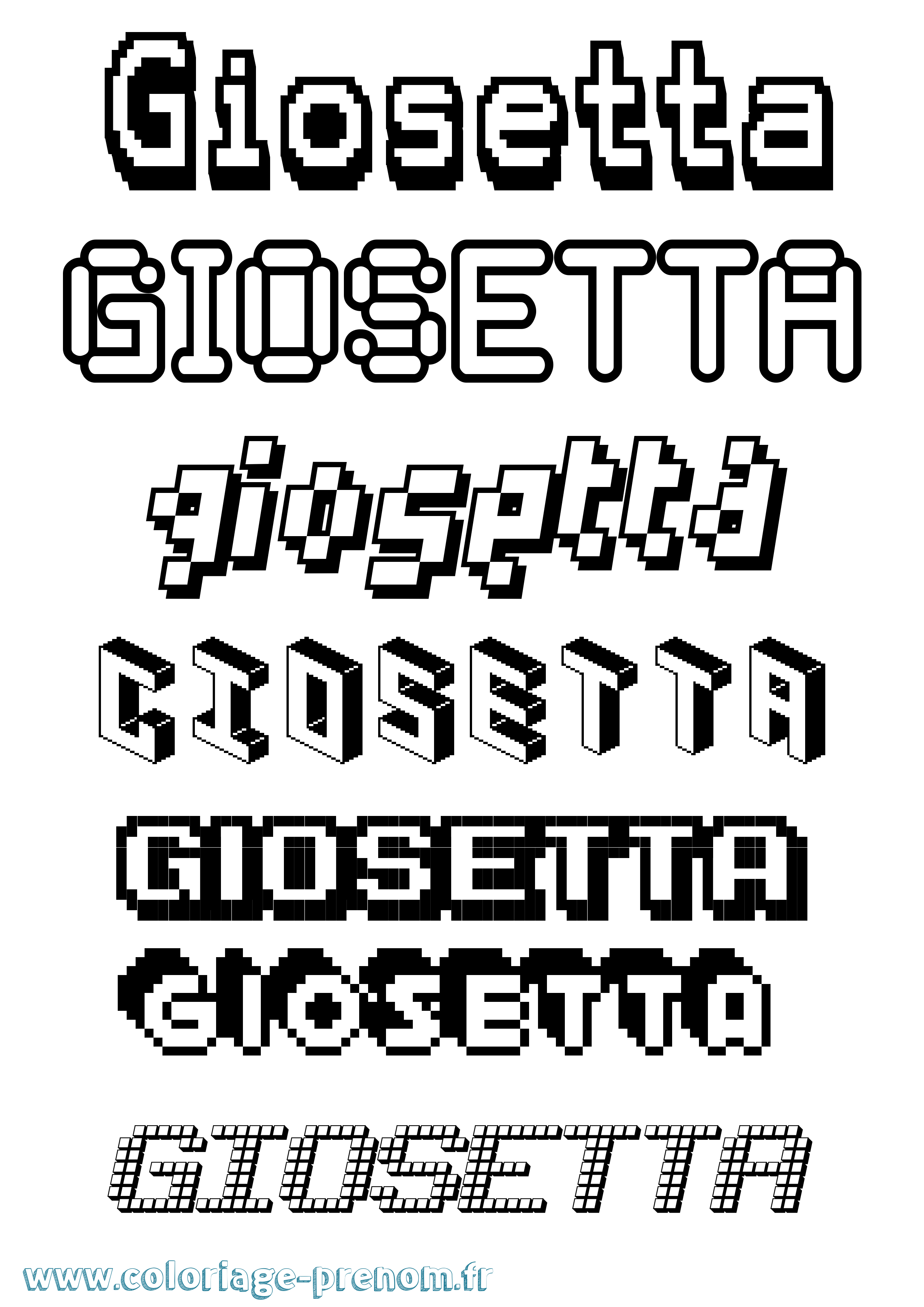 Coloriage Giosetta Pixel Coloriage prénom Giosetta Pixel