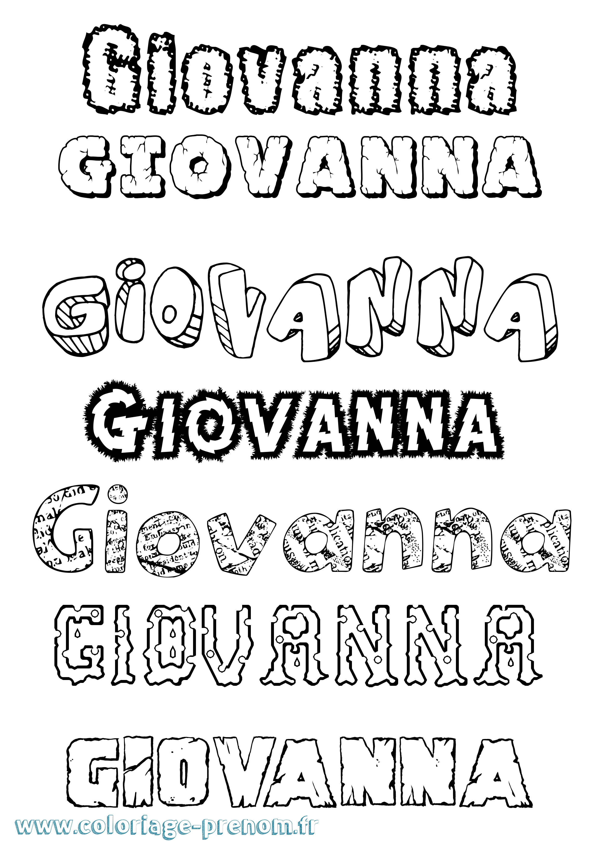 Coloriage prénom Giovanna Destructuré