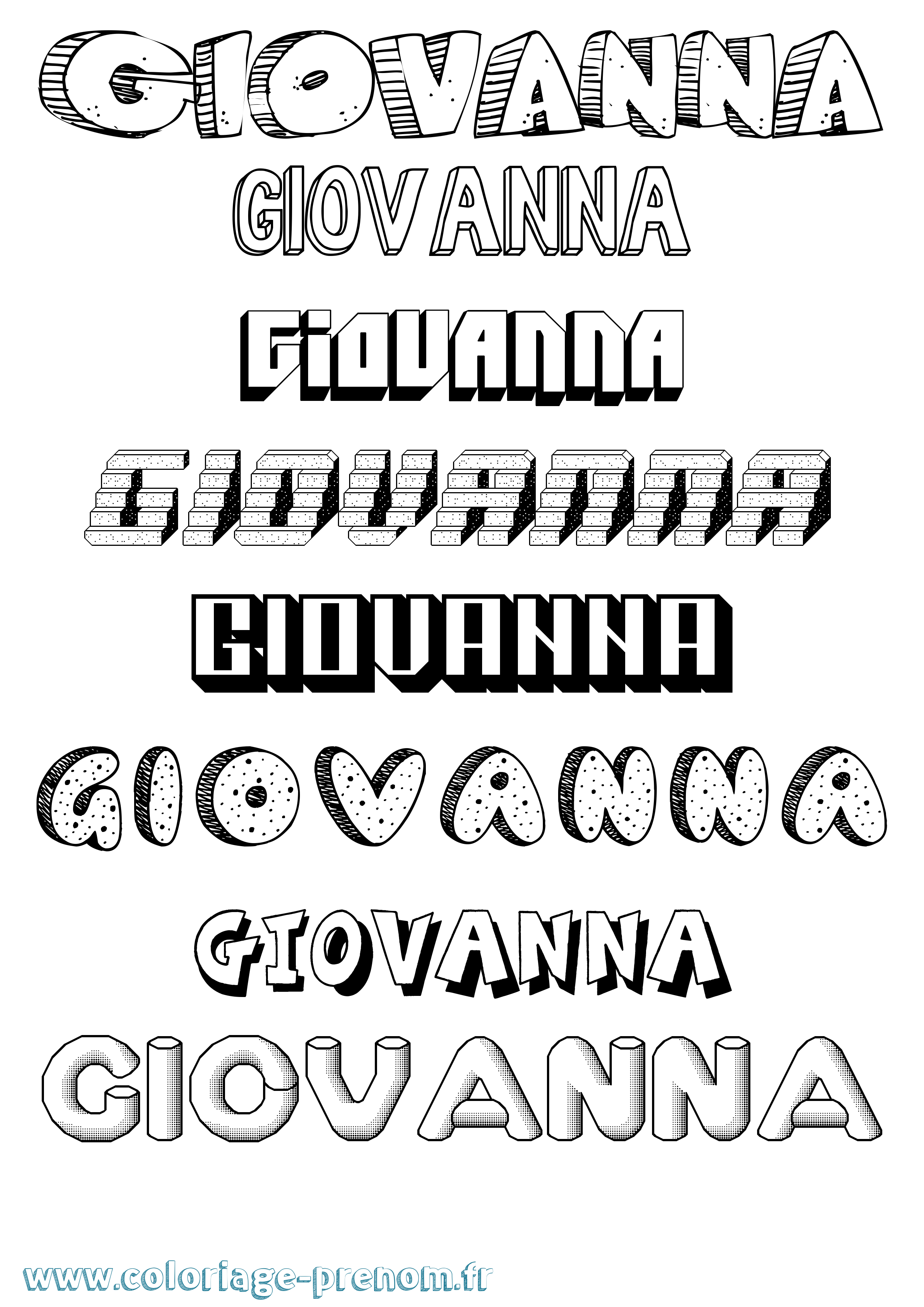 Coloriage prénom Giovanna Effet 3D