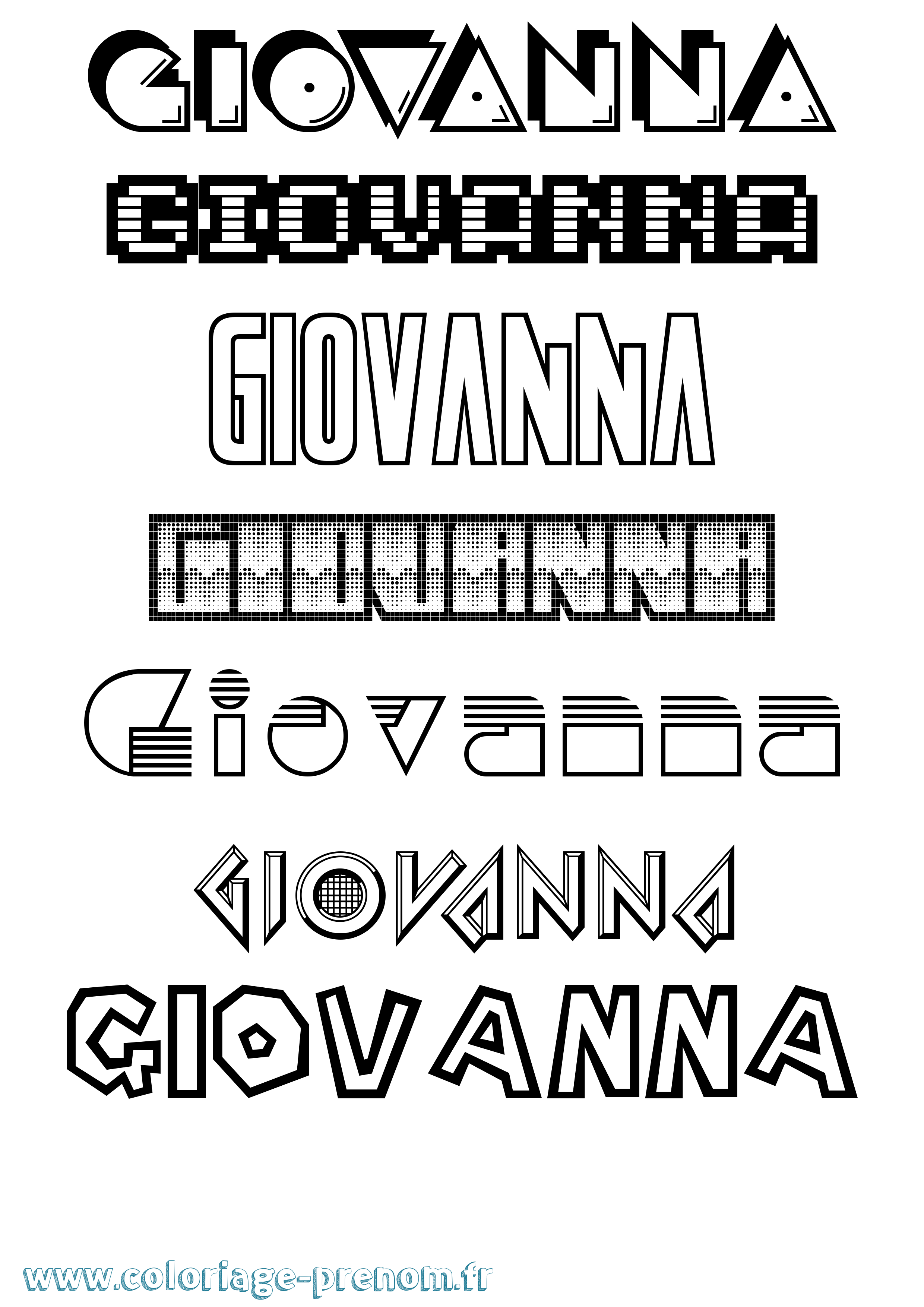 Coloriage prénom Giovanna Jeux Vidéos