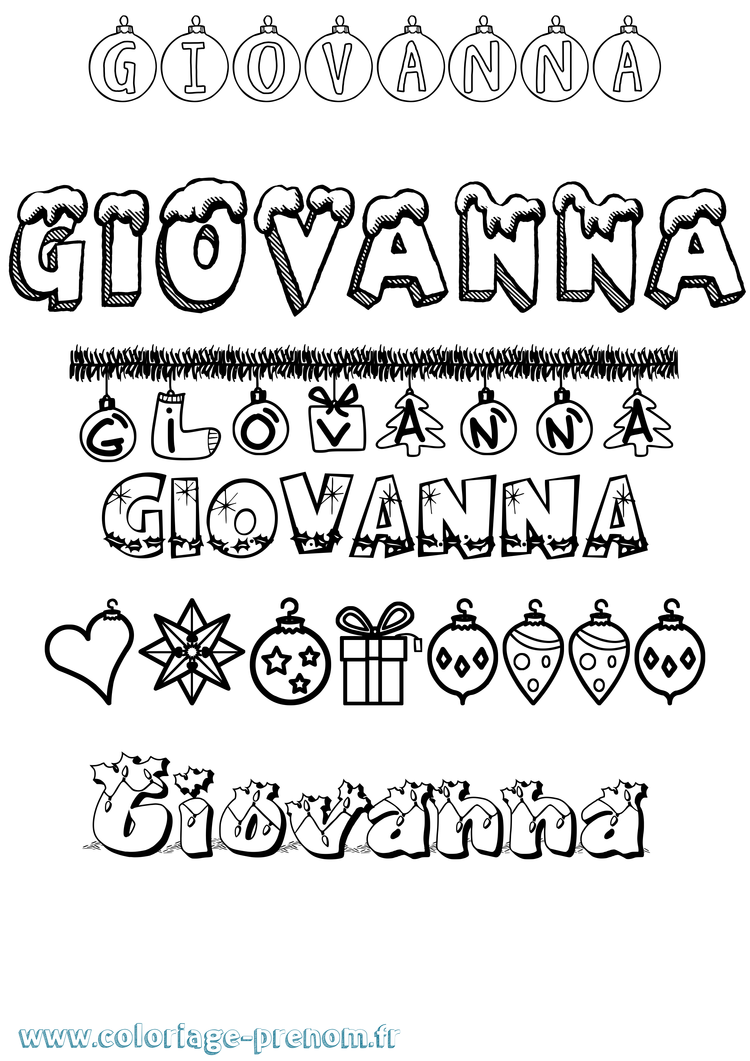 Coloriage prénom Giovanna Noël