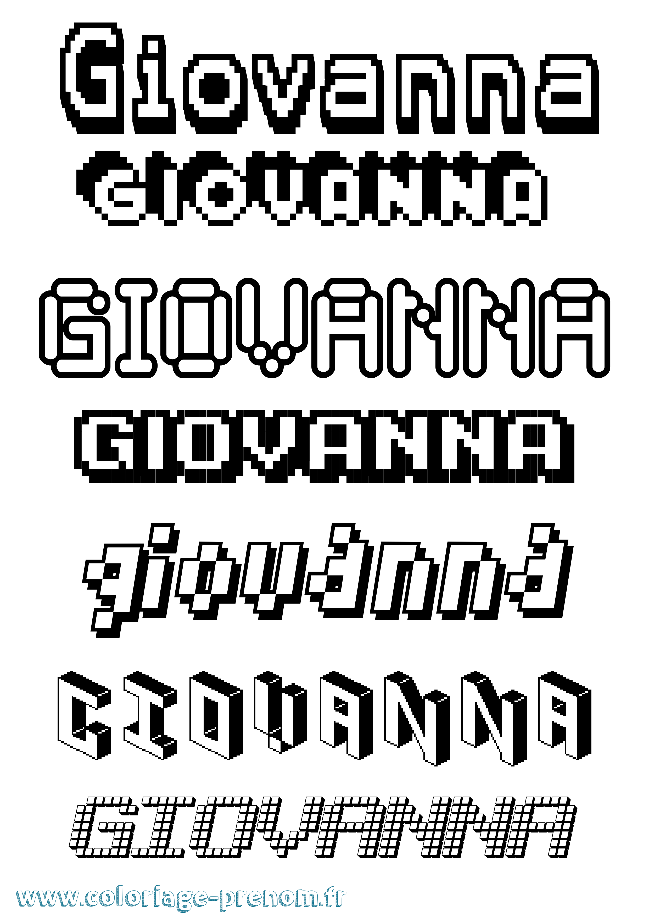 Coloriage prénom Giovanna Pixel