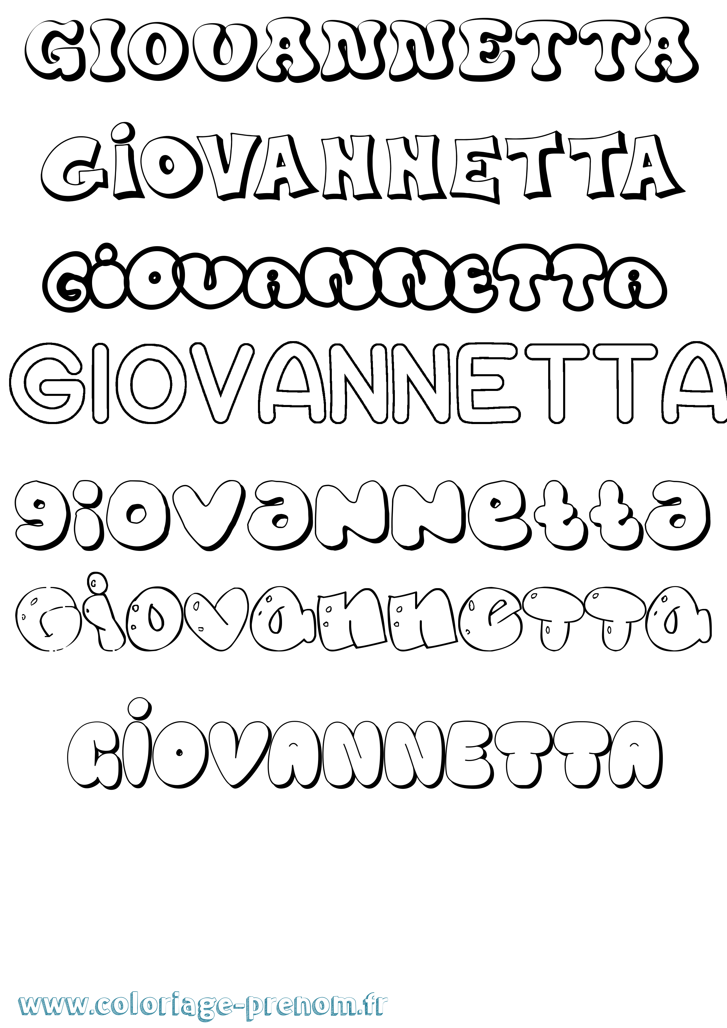 Coloriage prénom Giovannetta Bubble