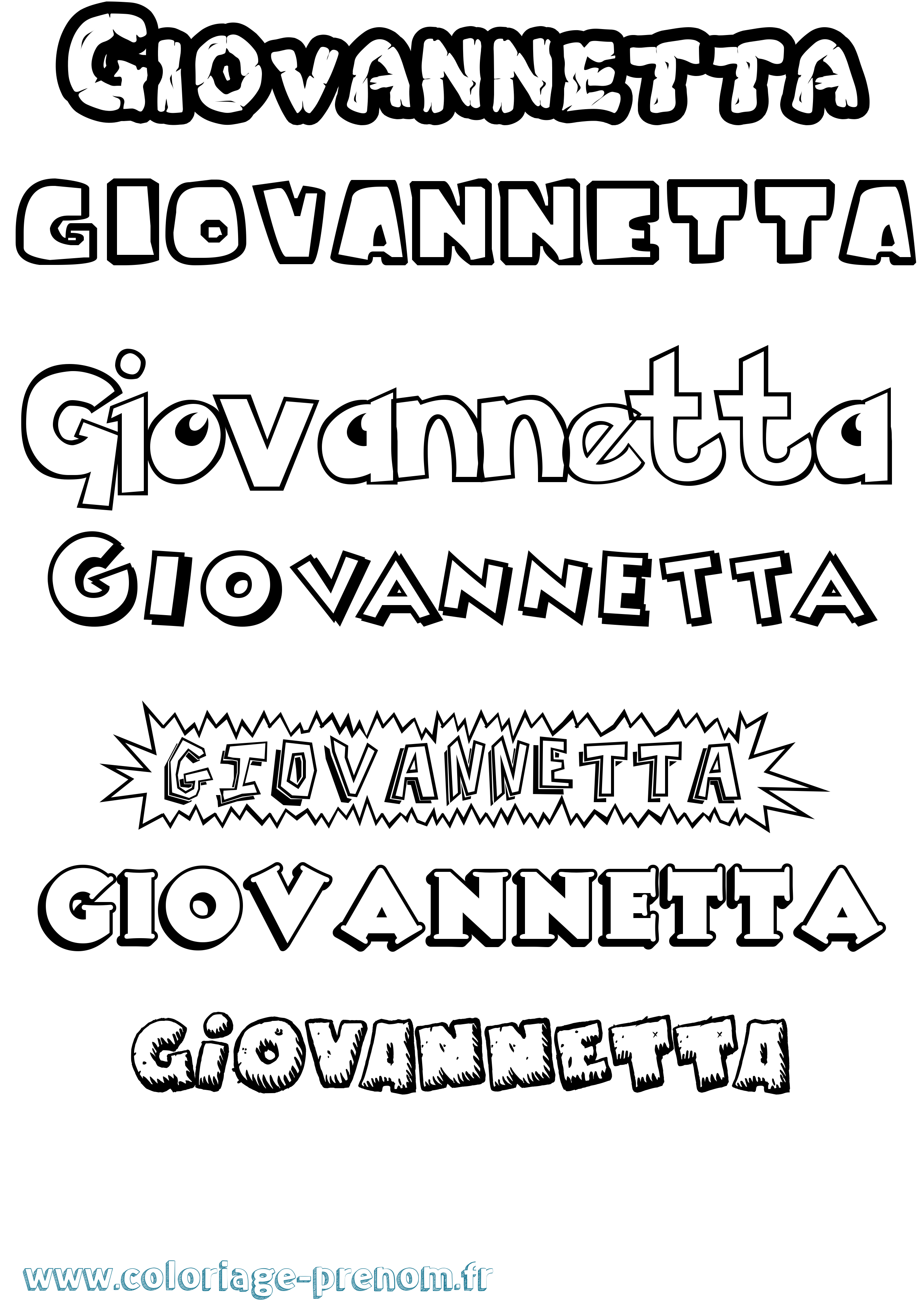 Coloriage prénom Giovannetta Dessin Animé