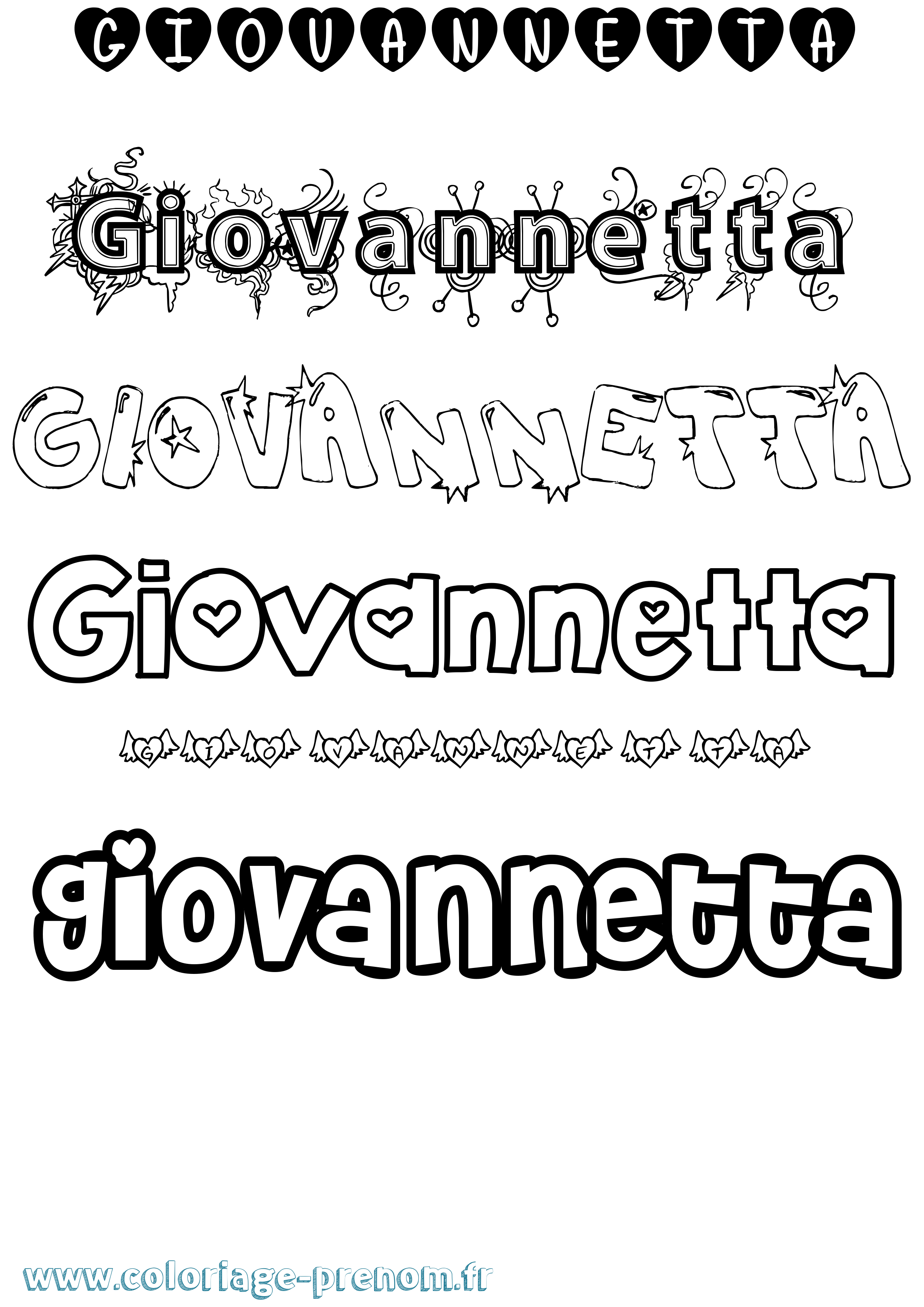 Coloriage prénom Giovannetta Girly