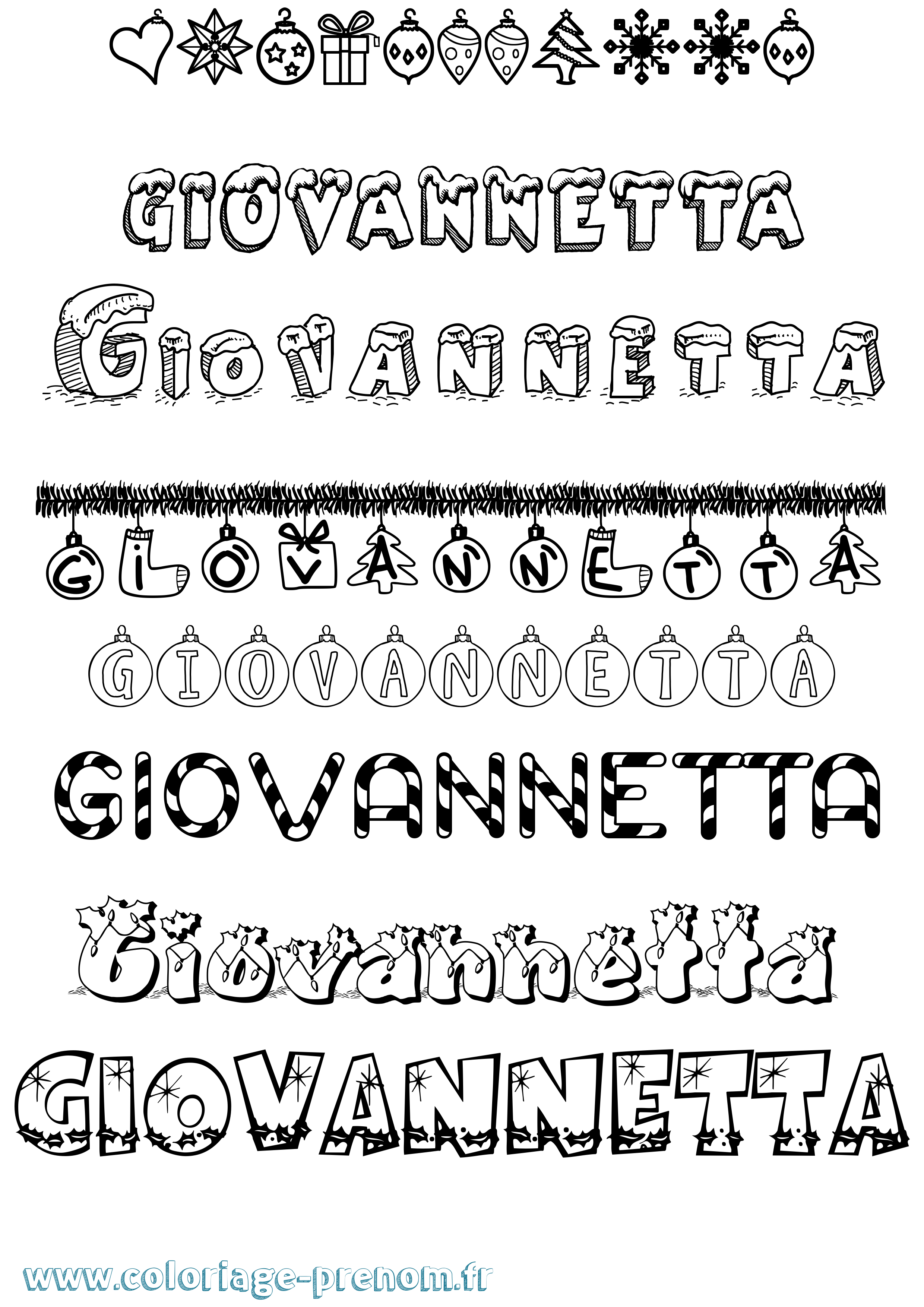 Coloriage prénom Giovannetta Noël