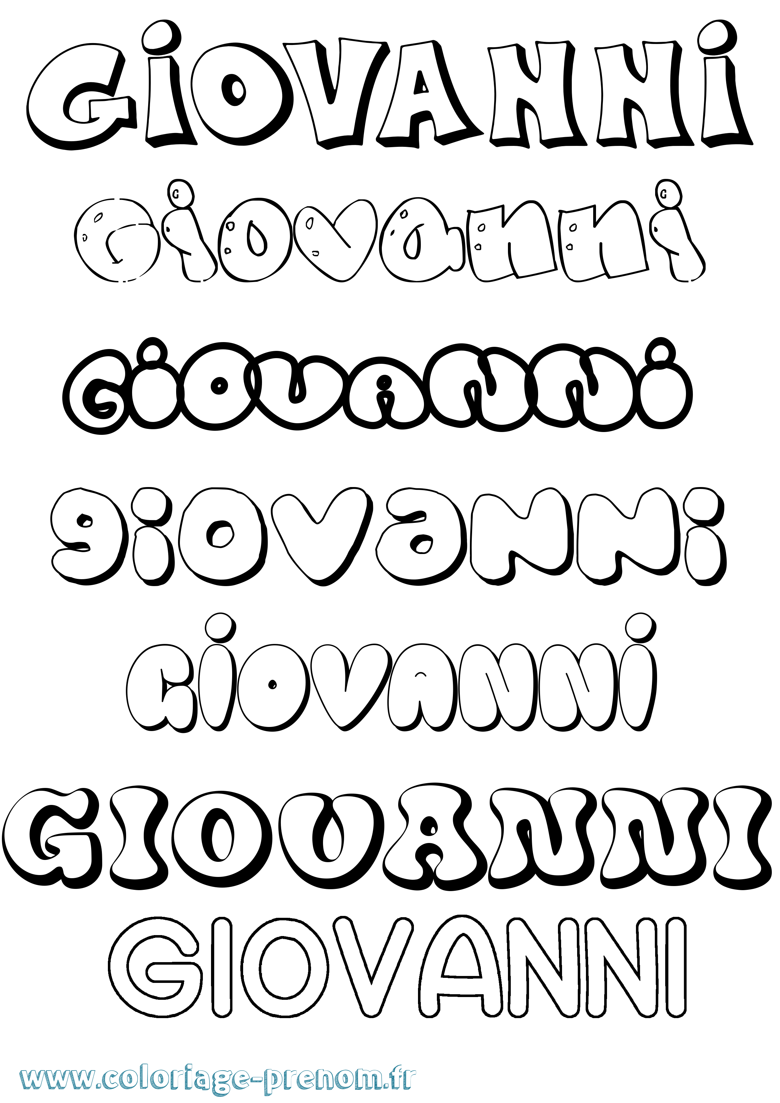 Coloriage prénom Giovanni Bubble