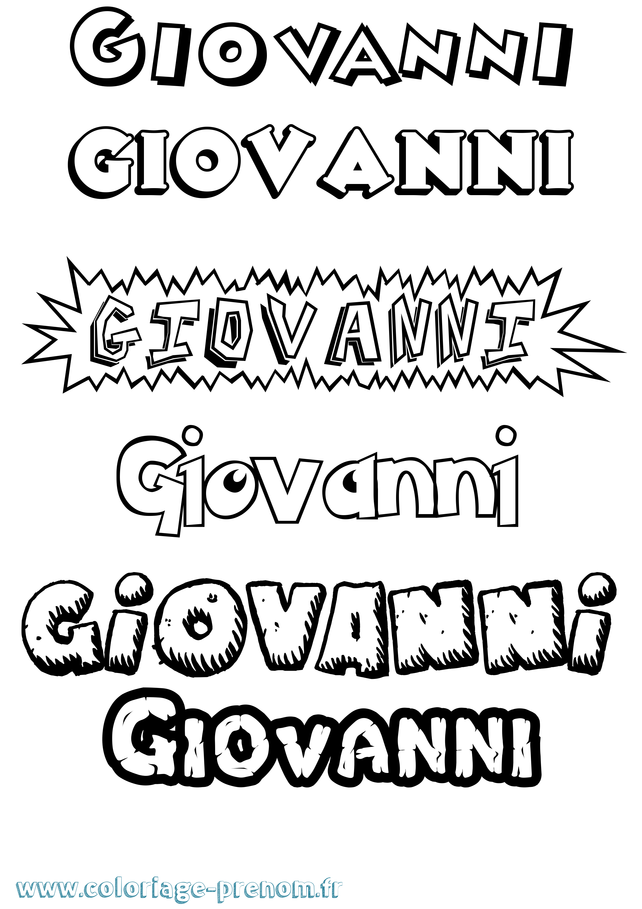 Coloriage prénom Giovanni Dessin Animé