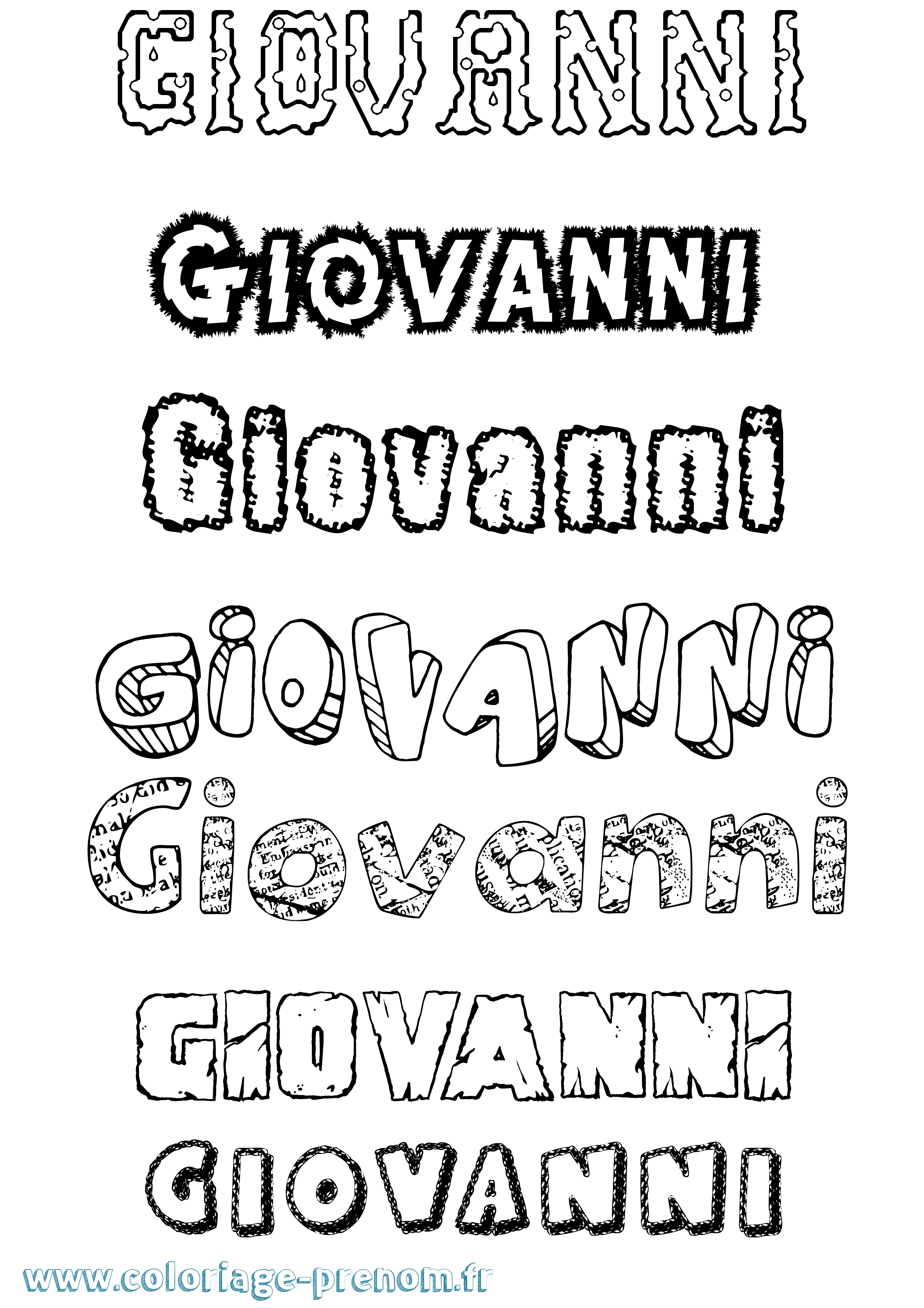 Coloriage prénom Giovanni Destructuré