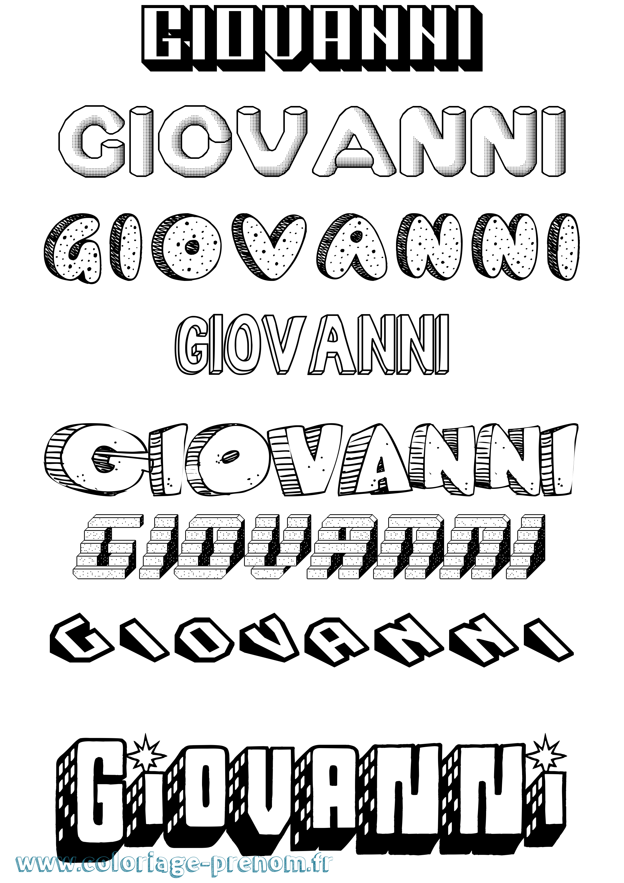 Coloriage prénom Giovanni Effet 3D