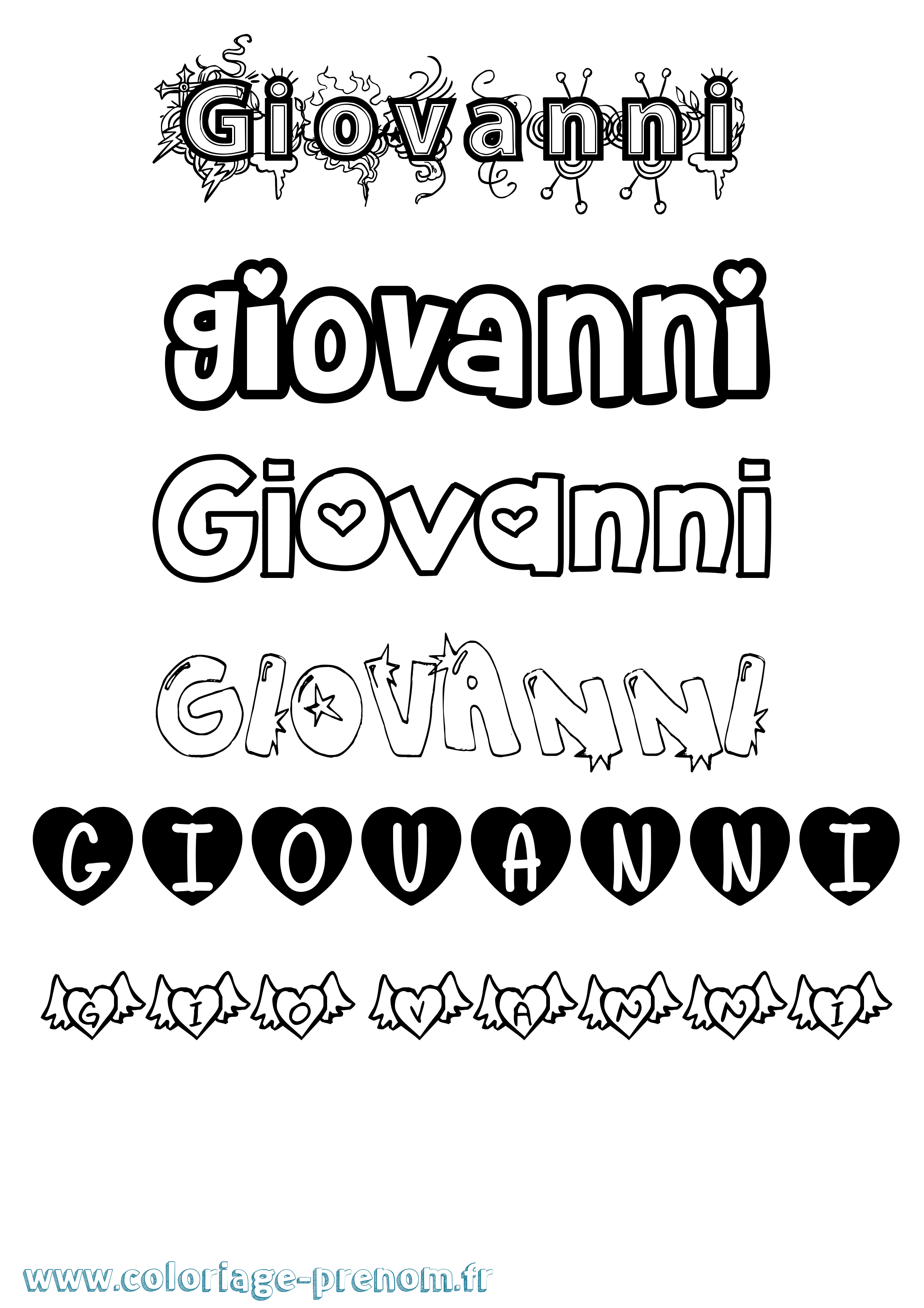 Coloriage prénom Giovanni Girly