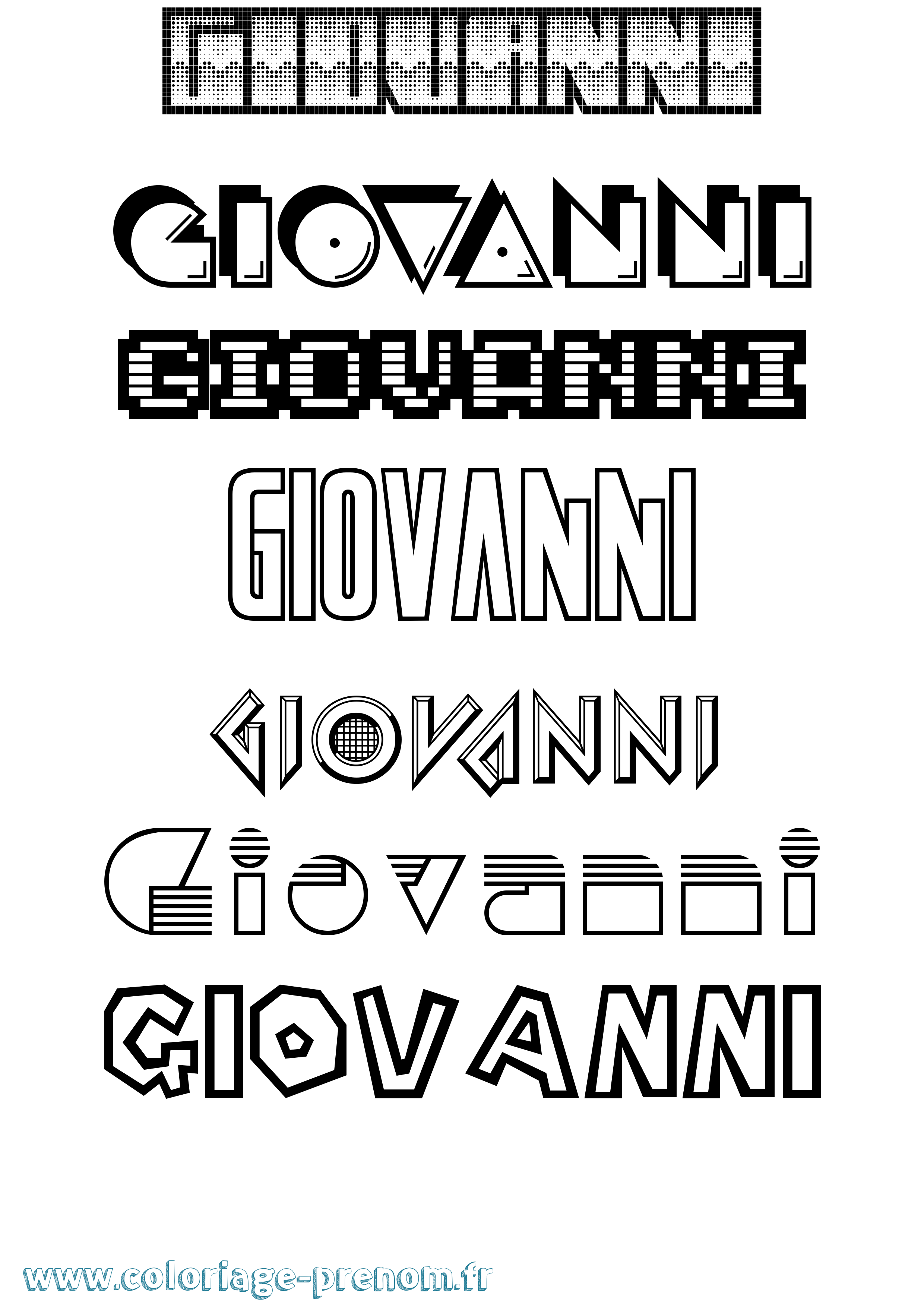 Coloriage prénom Giovanni Jeux Vidéos