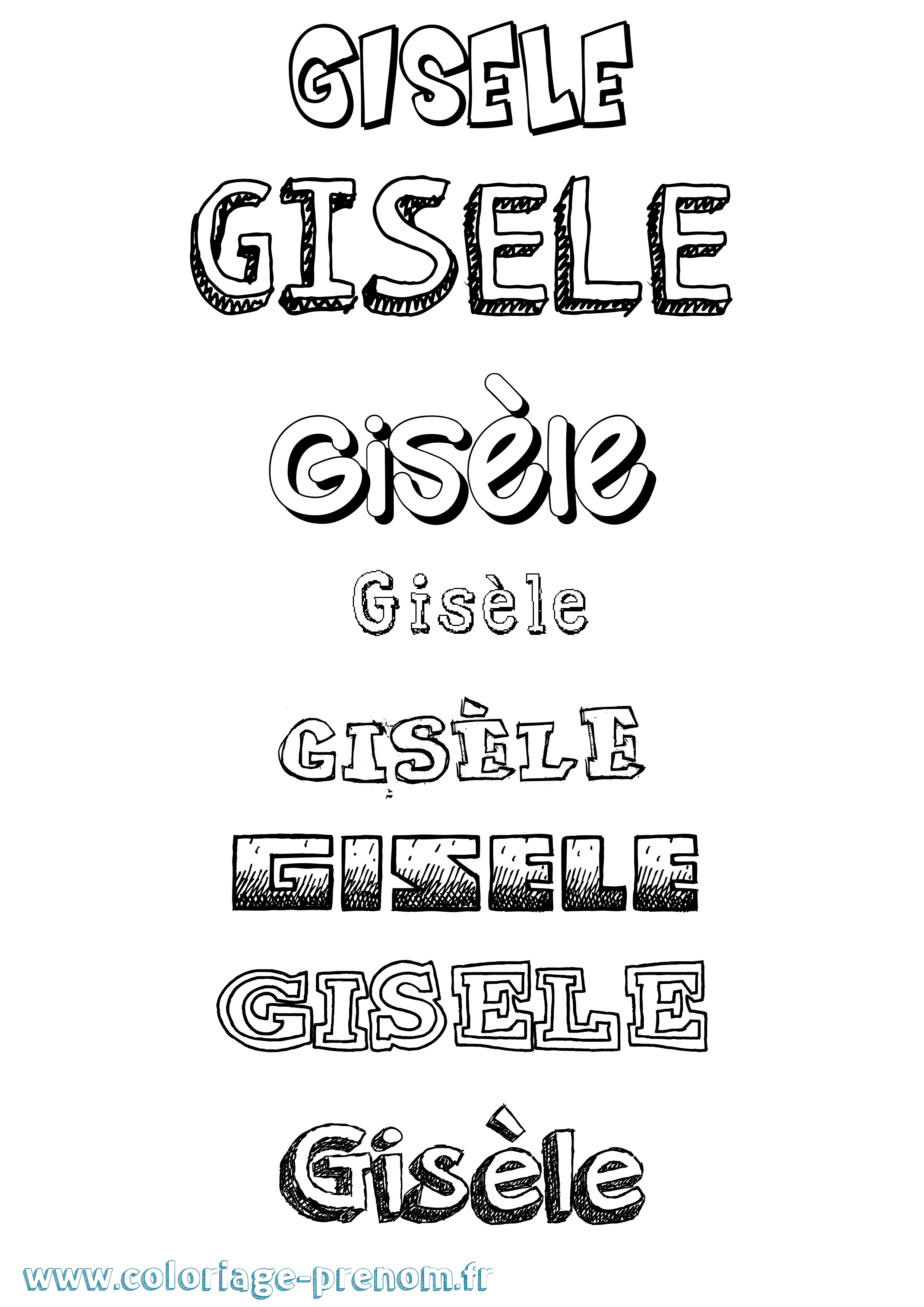 Coloriage prénom Gisèle Dessiné