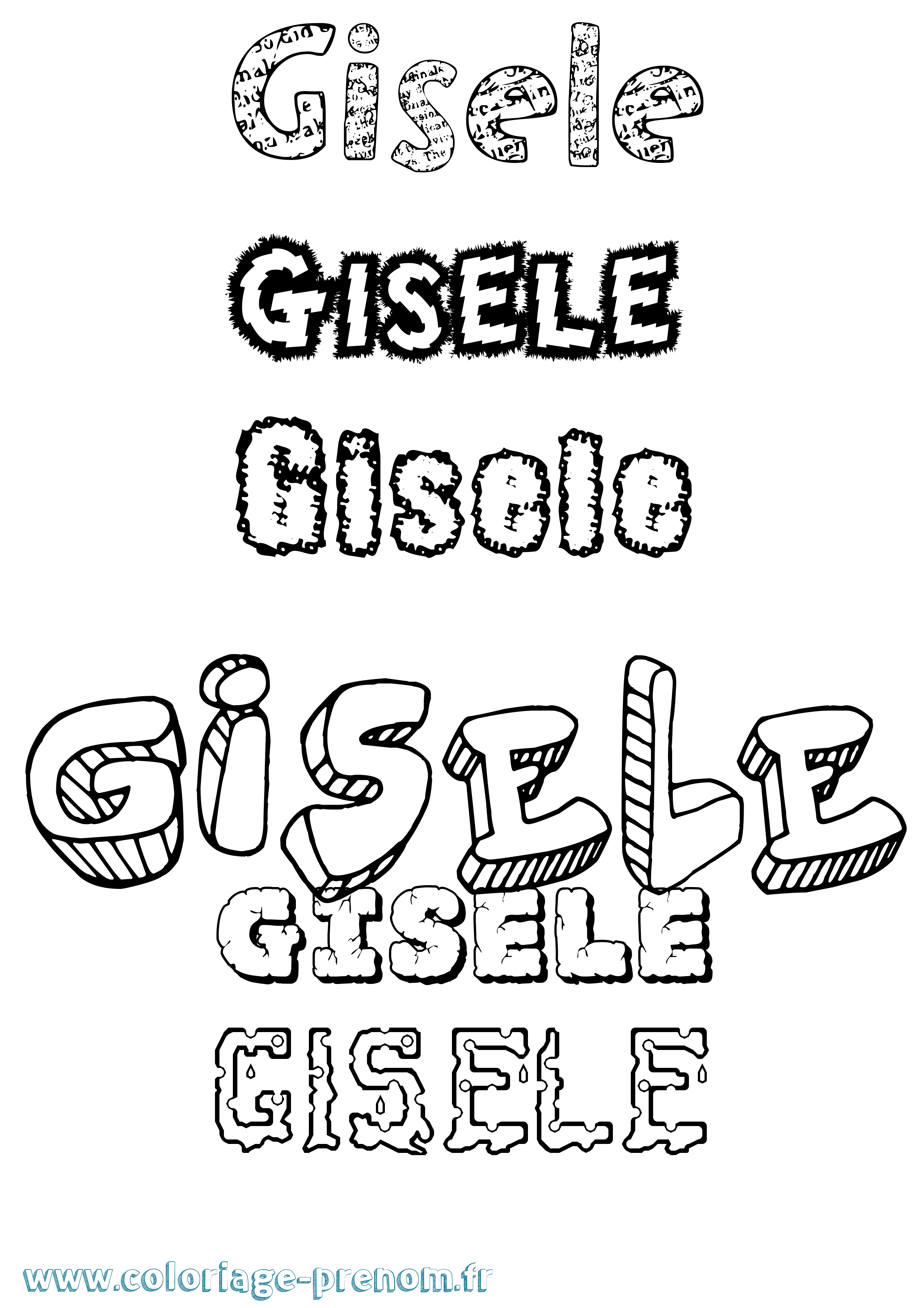 Coloriage prénom Gisèle Destructuré