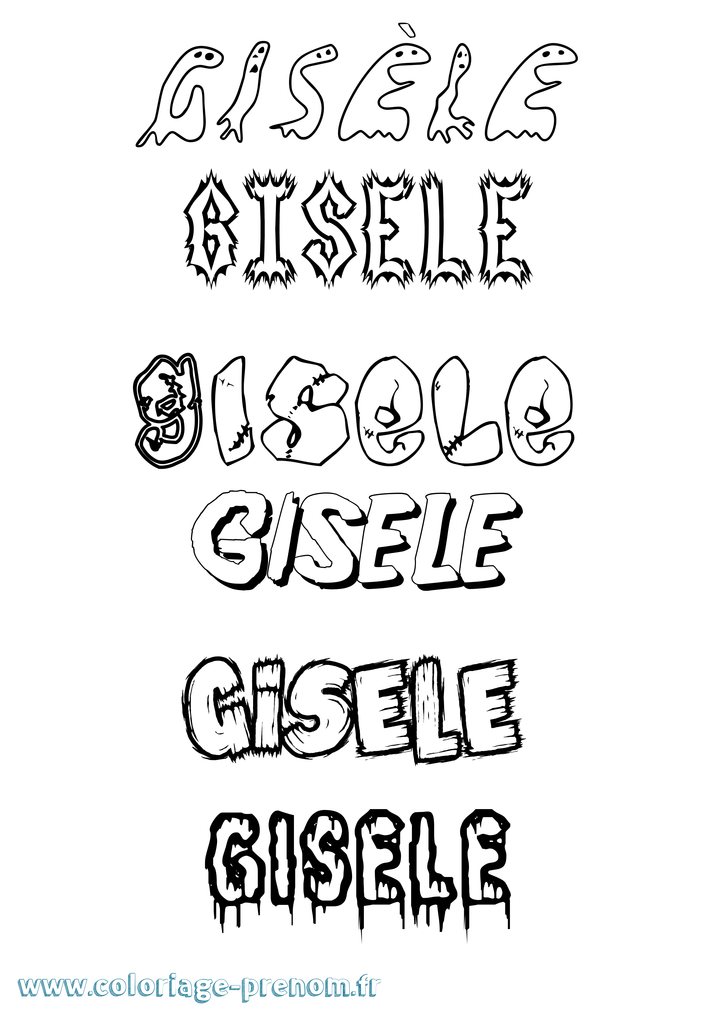 Coloriage prénom Gisèle Frisson