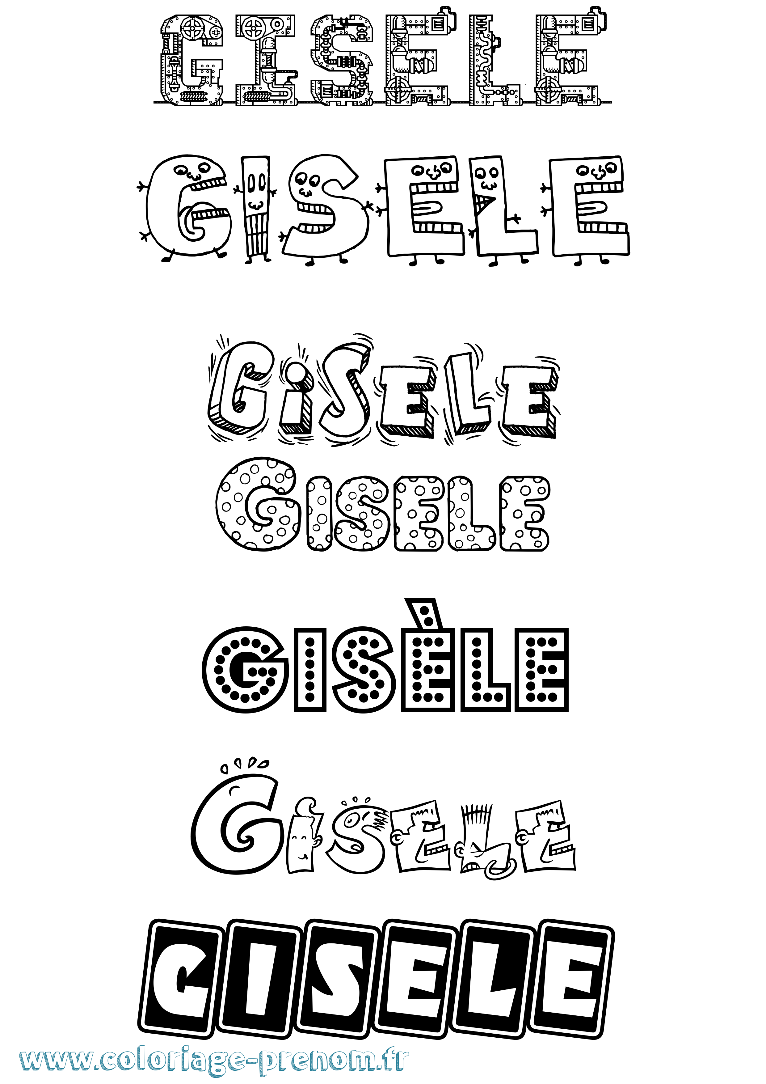 Coloriage prénom Gisèle Fun