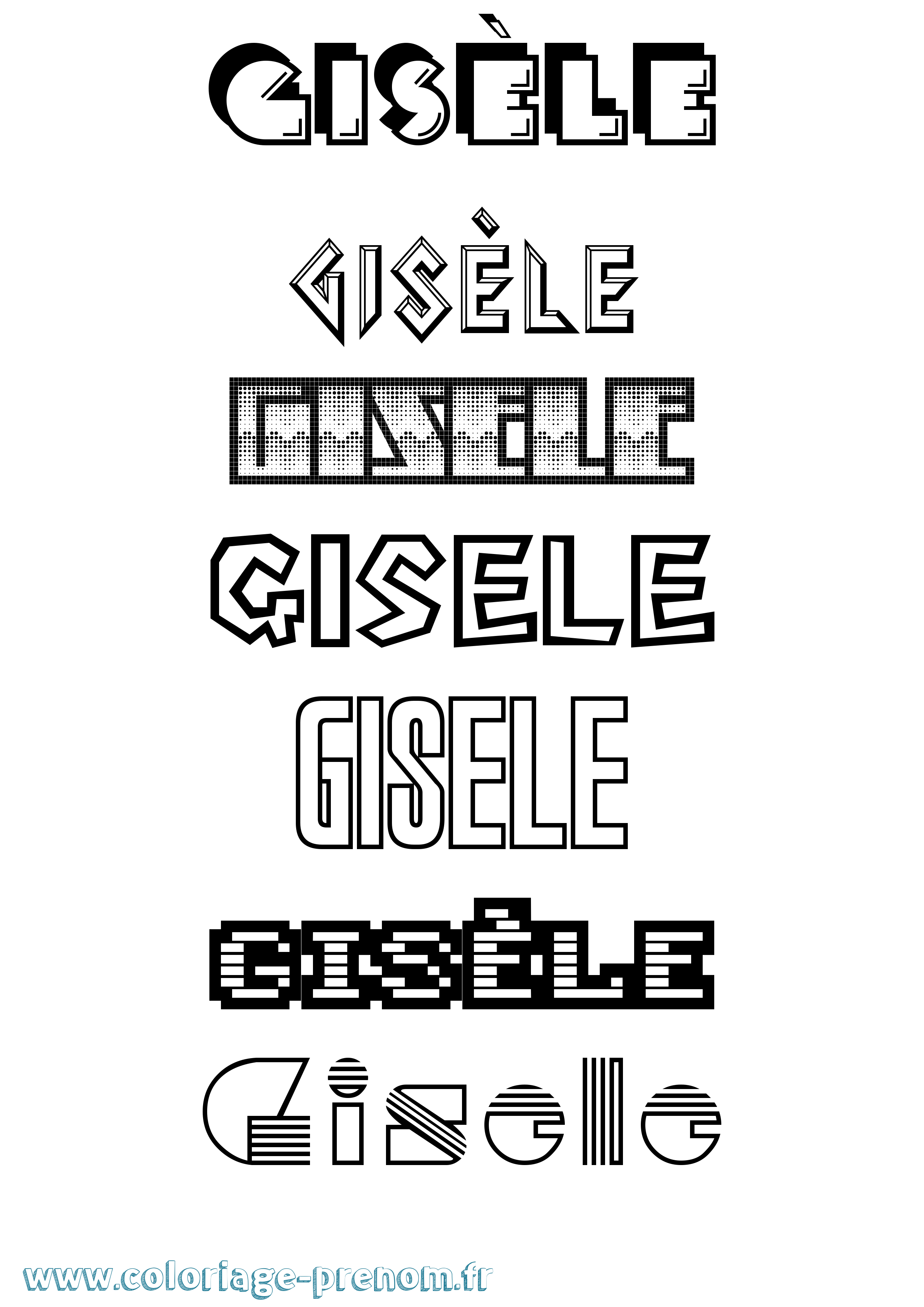 Coloriage prénom Gisèle
