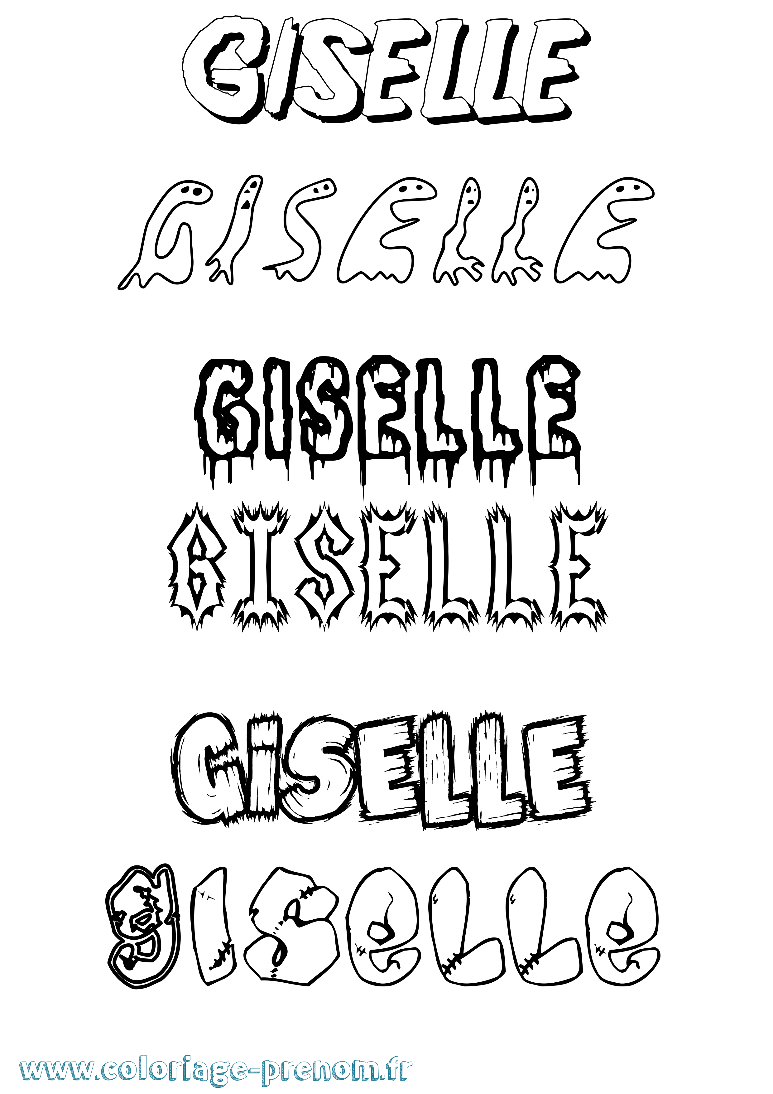 Coloriage prénom Giselle Frisson