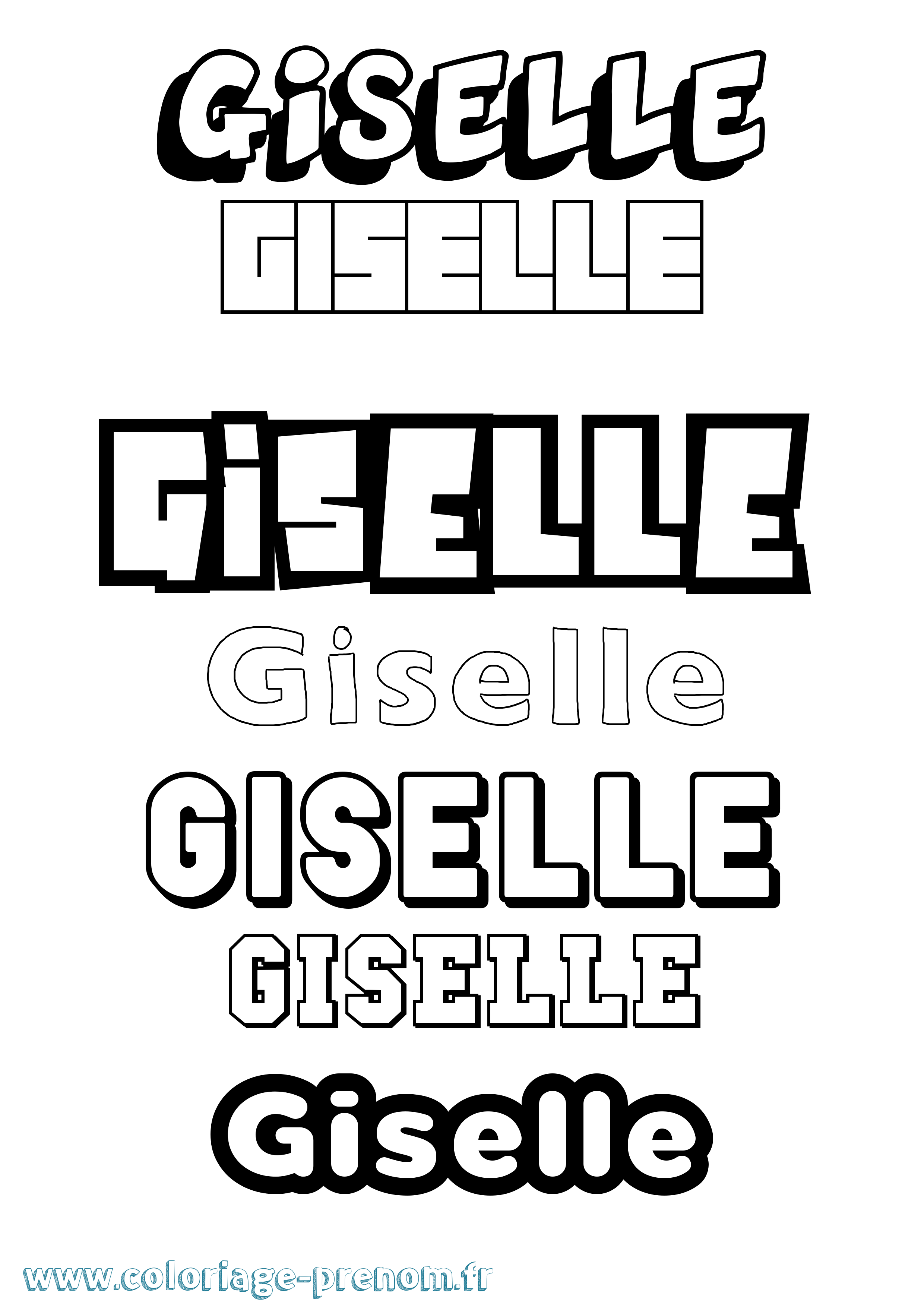 Coloriage prénom Giselle Simple