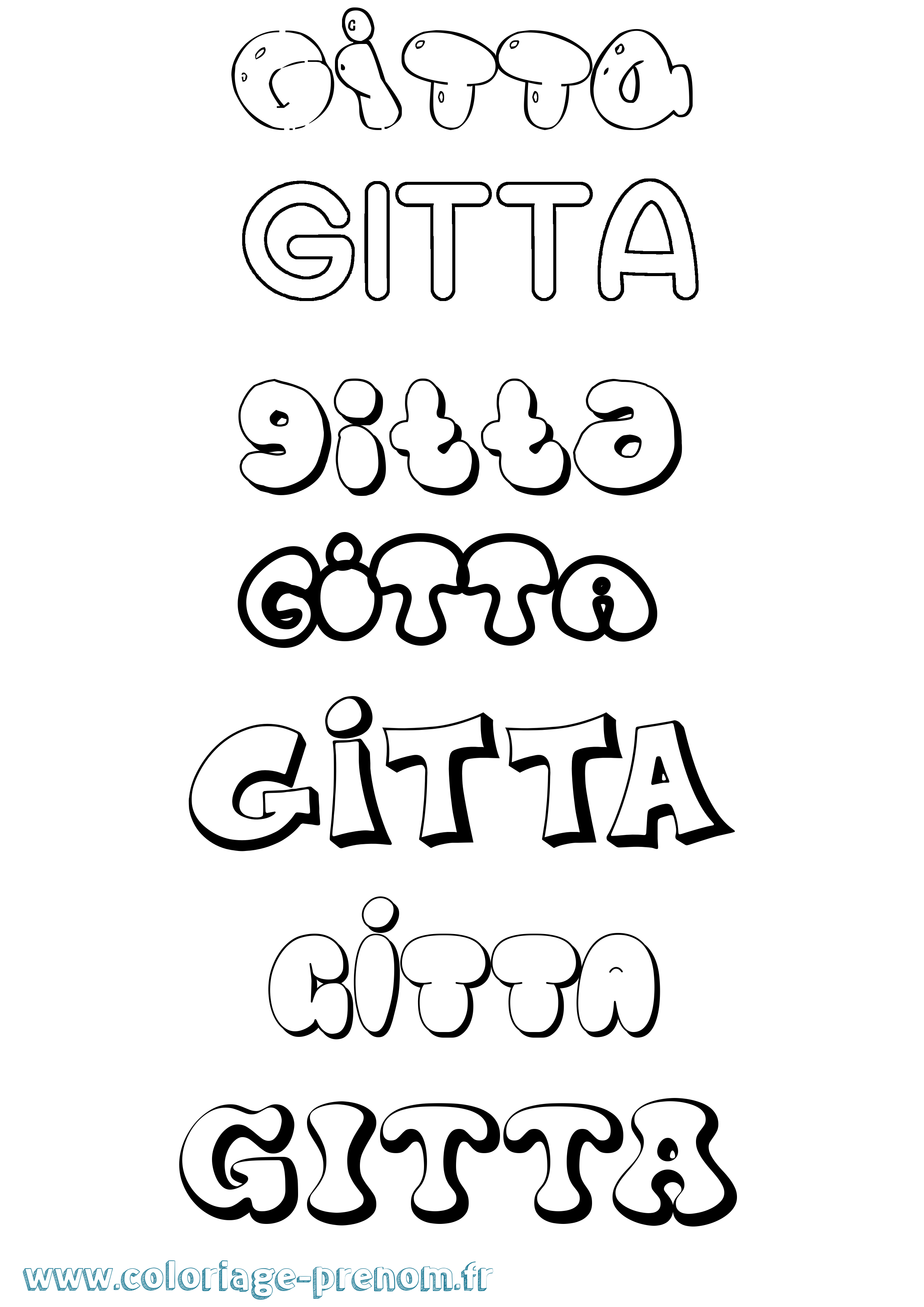 Coloriage prénom Gitta Bubble