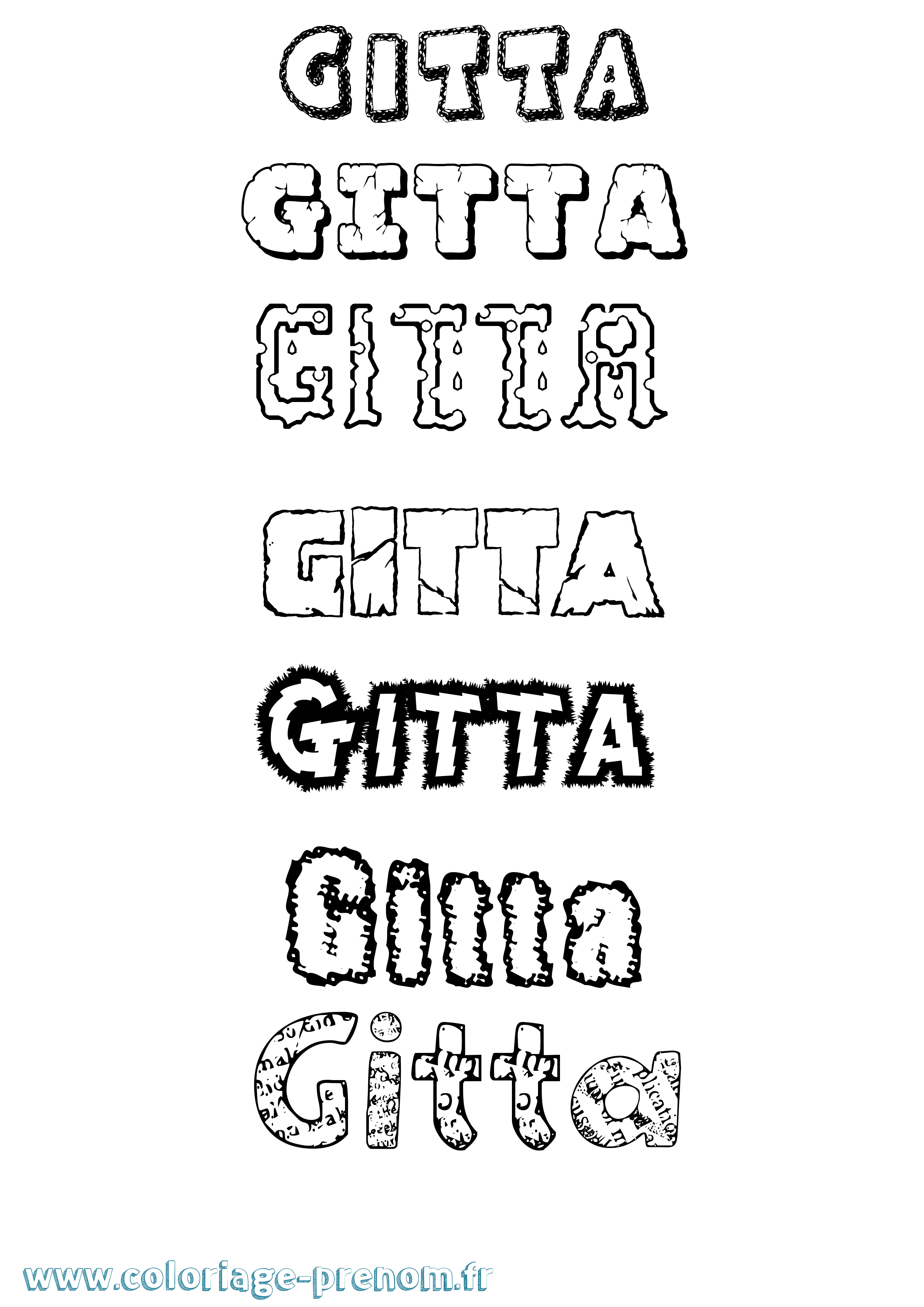 Coloriage prénom Gitta Destructuré