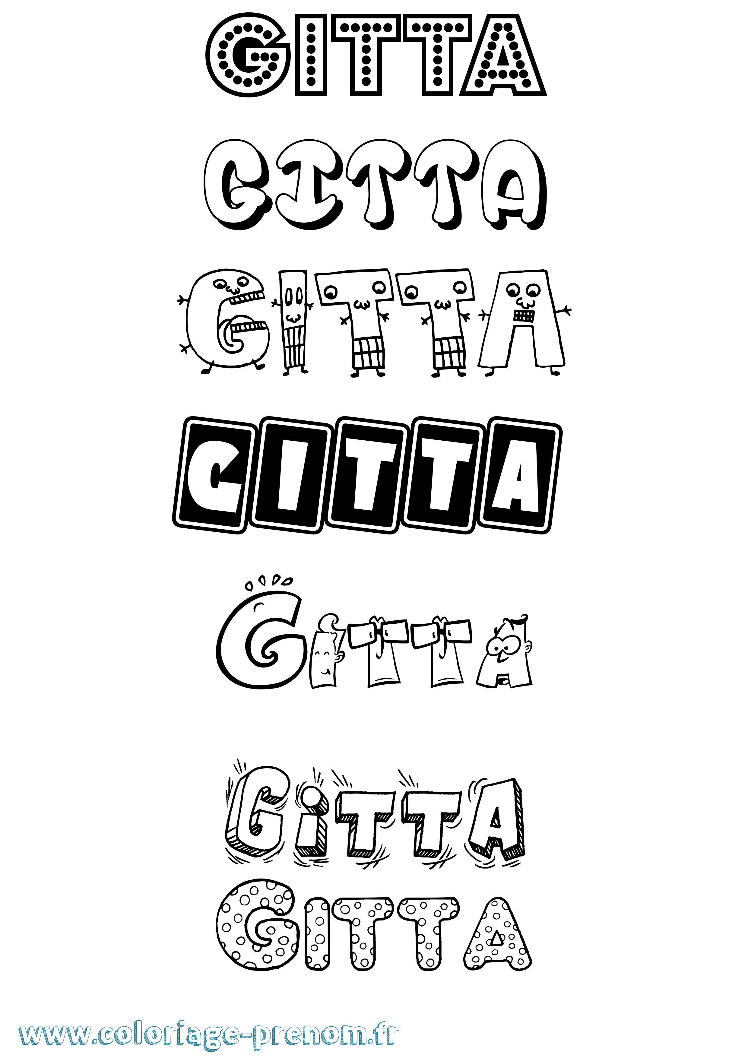 Coloriage prénom Gitta Fun