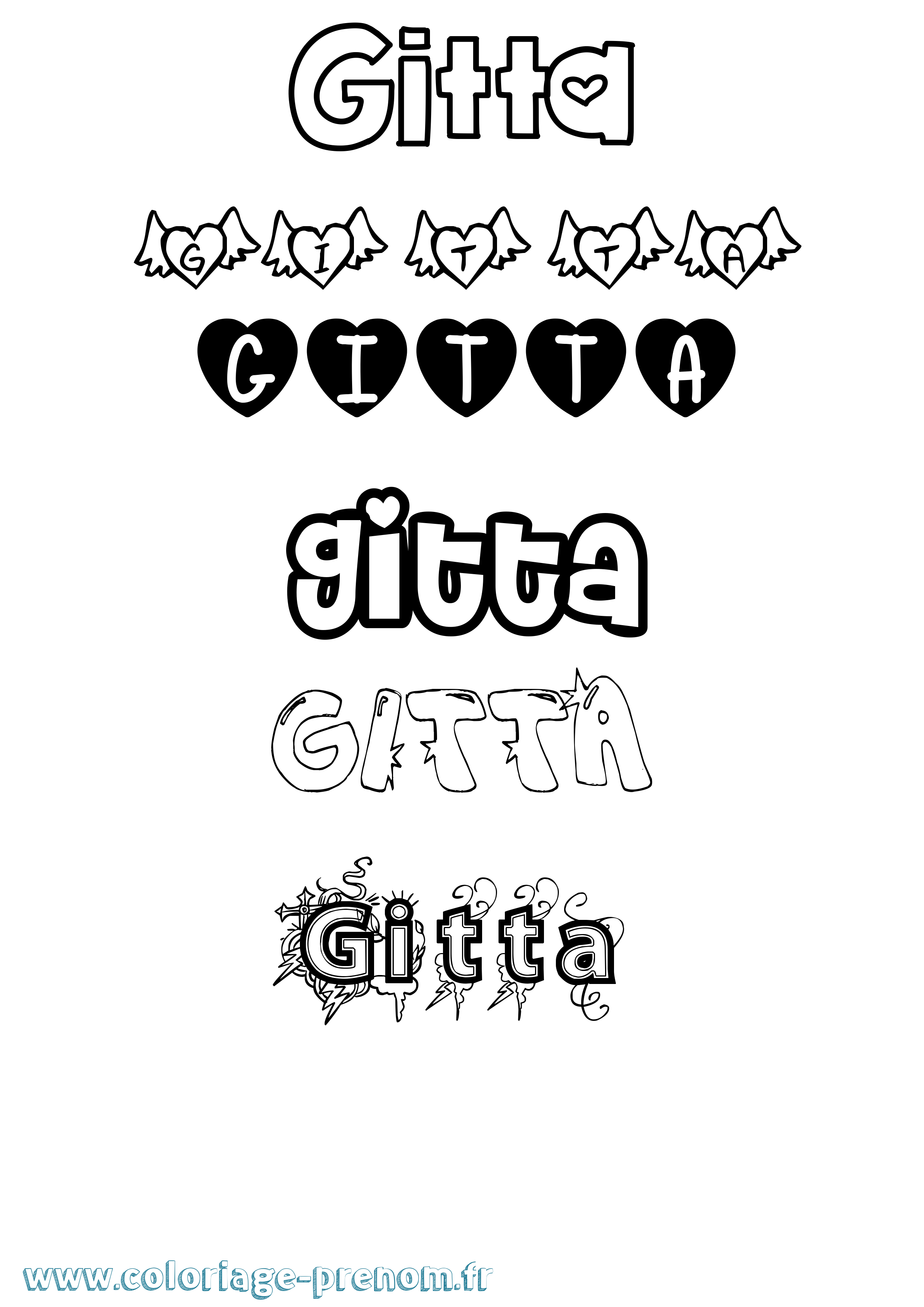 Coloriage prénom Gitta Girly