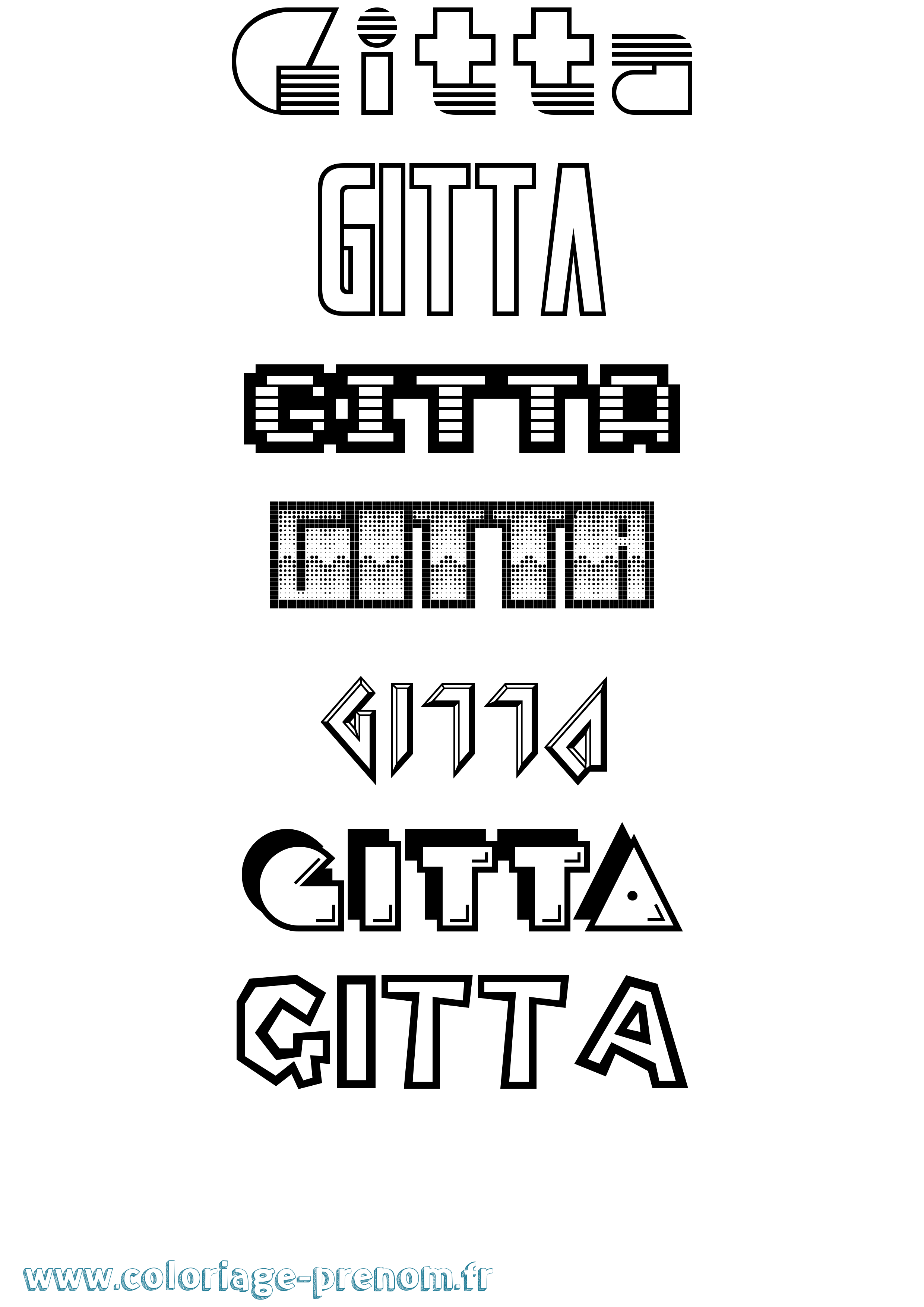 Coloriage prénom Gitta Jeux Vidéos