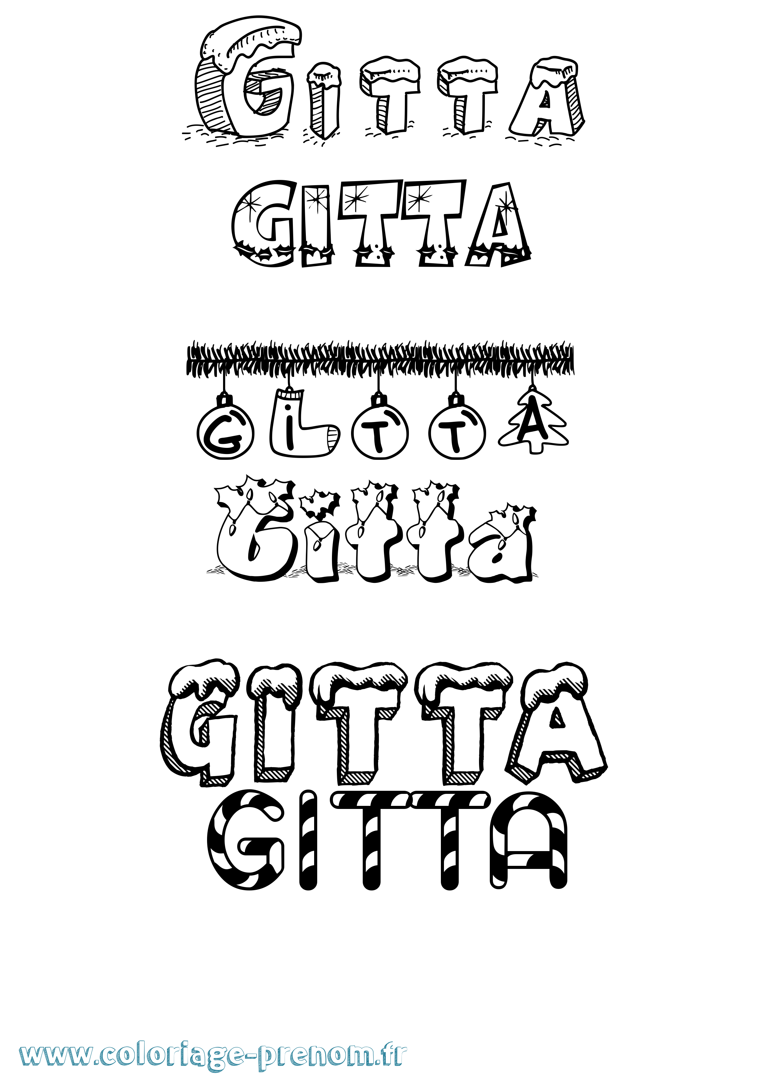 Coloriage prénom Gitta Noël