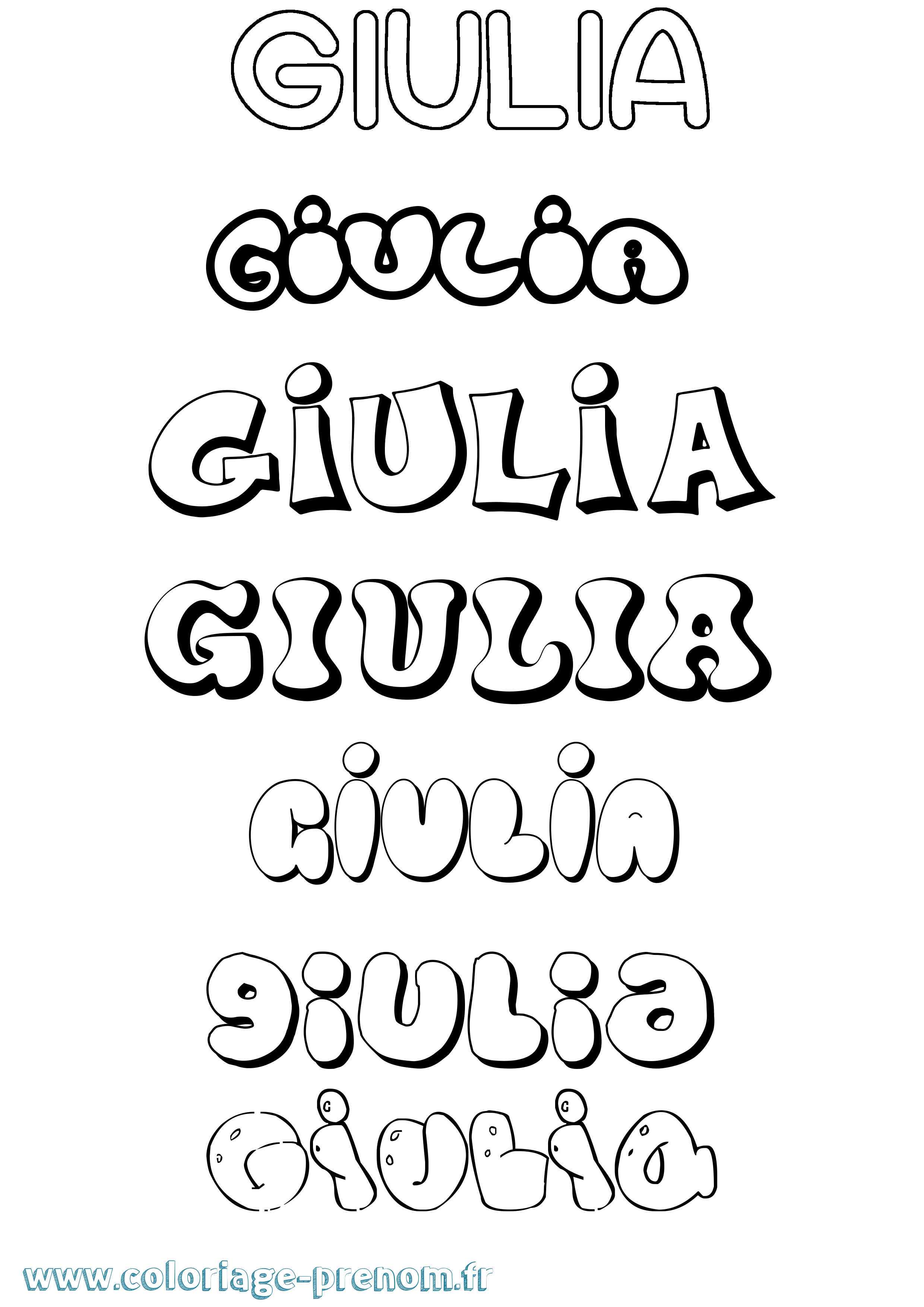 Coloriage Giulia Coloriage prénom Giulia