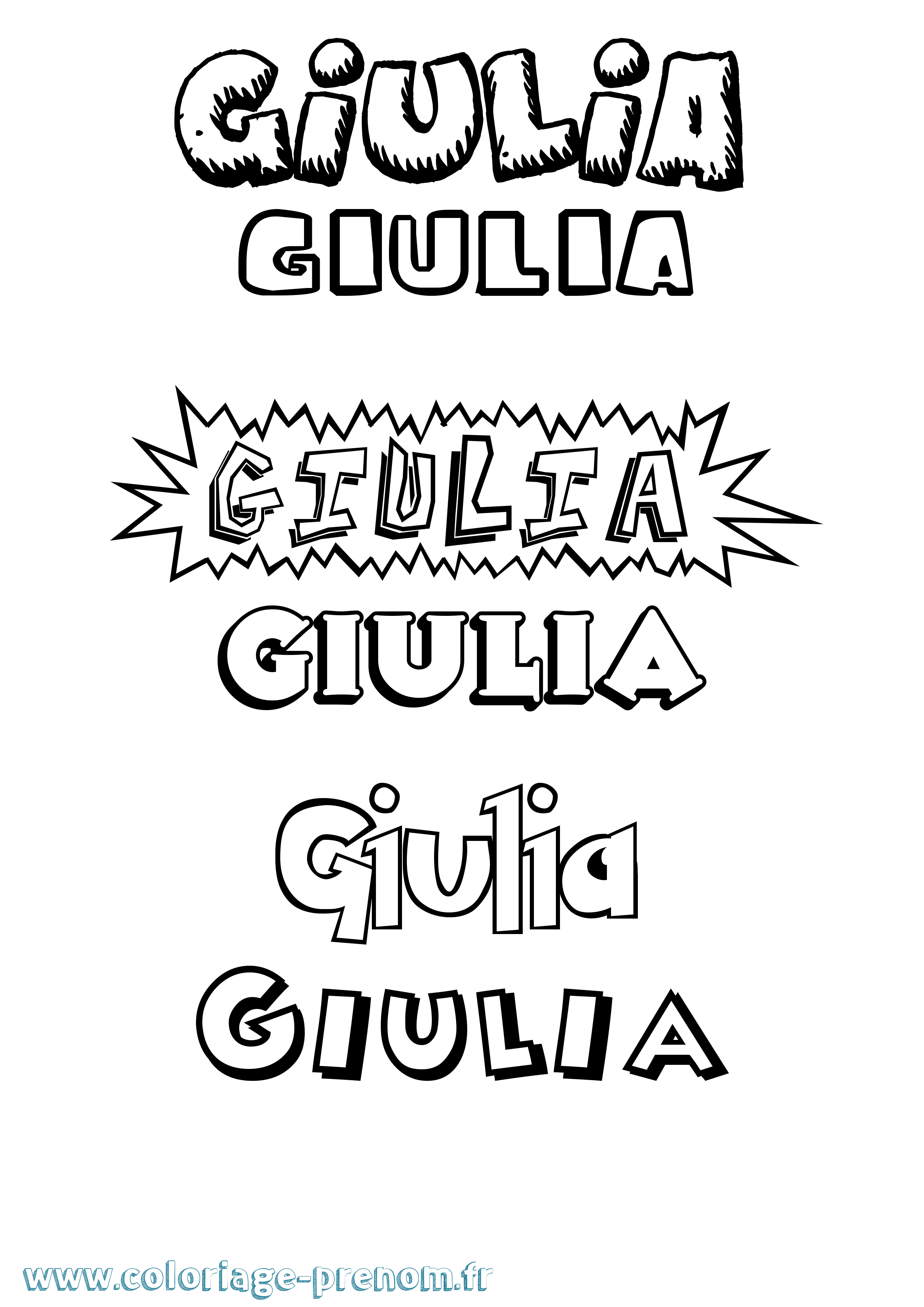 Coloriage Giulia Coloriage prénom Giulia