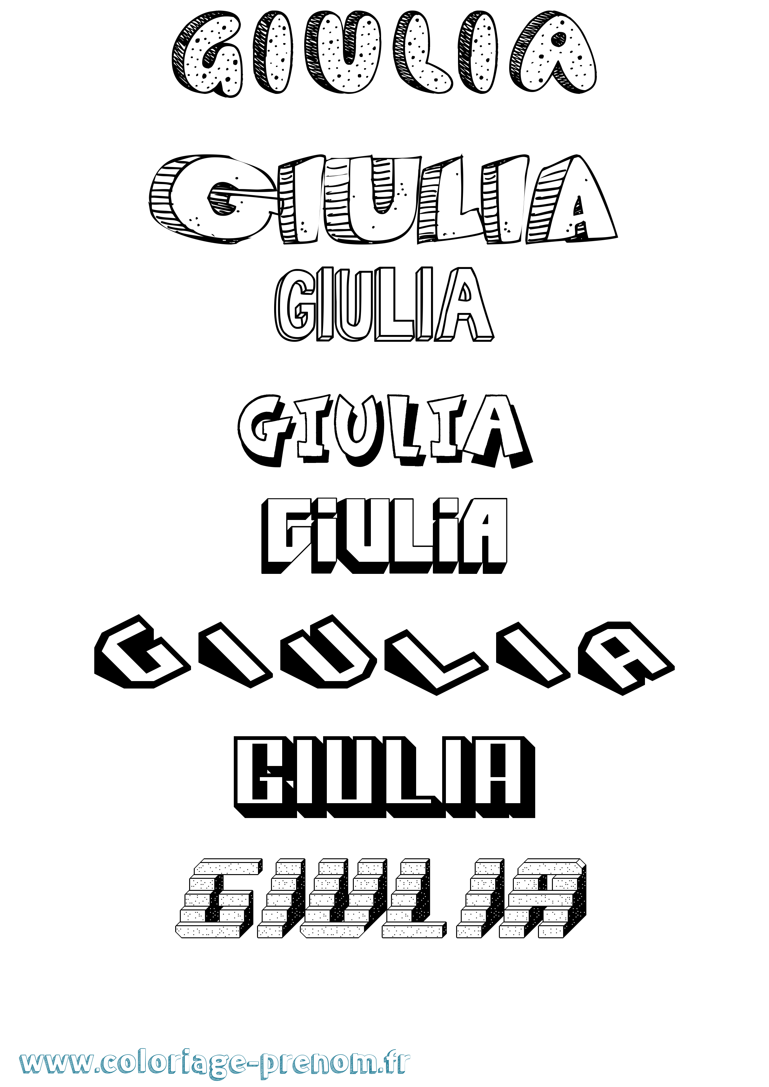 Coloriage Giulia Coloriage prénom Giulia