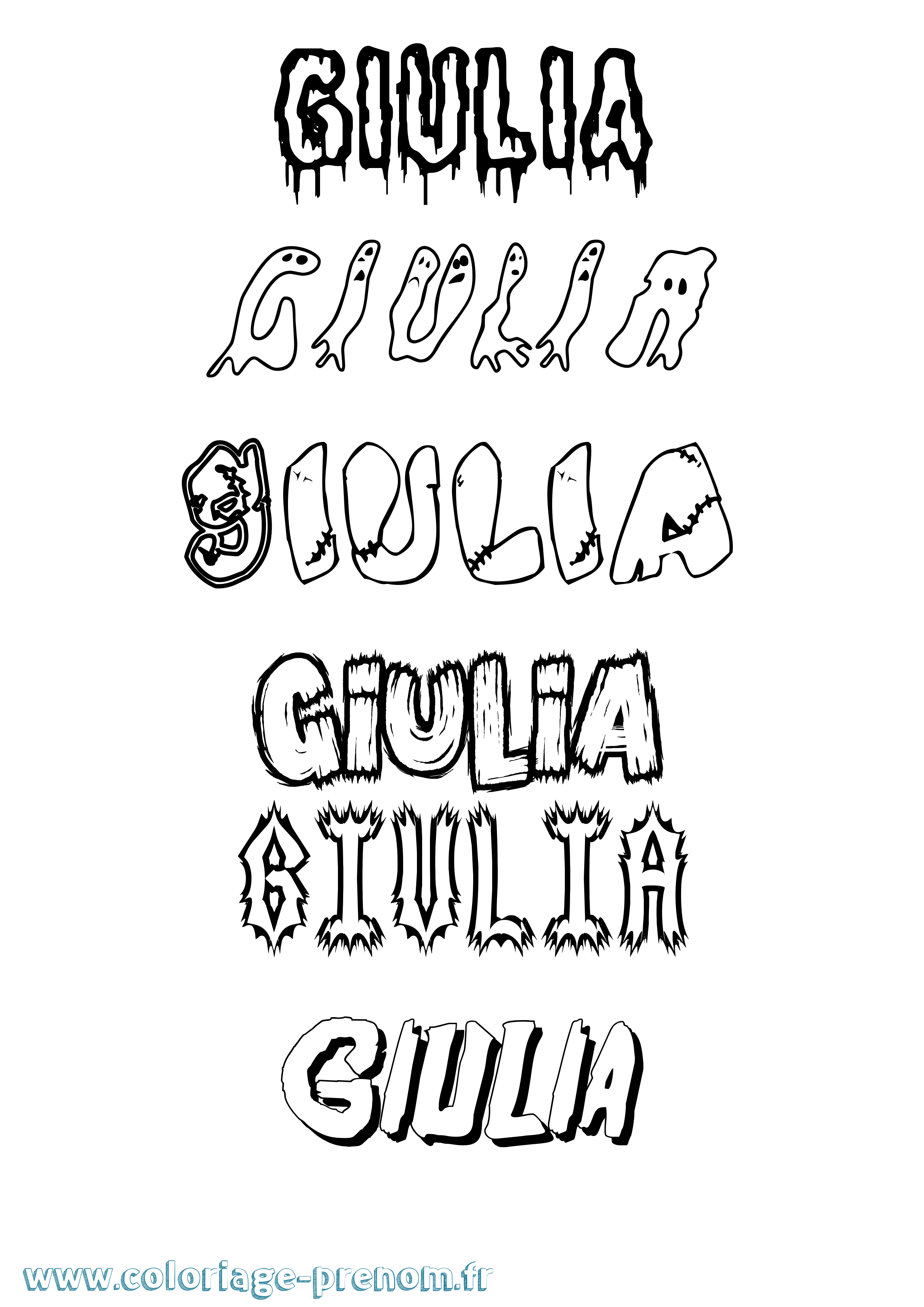 Coloriage Giulia Coloriage prénom Giulia